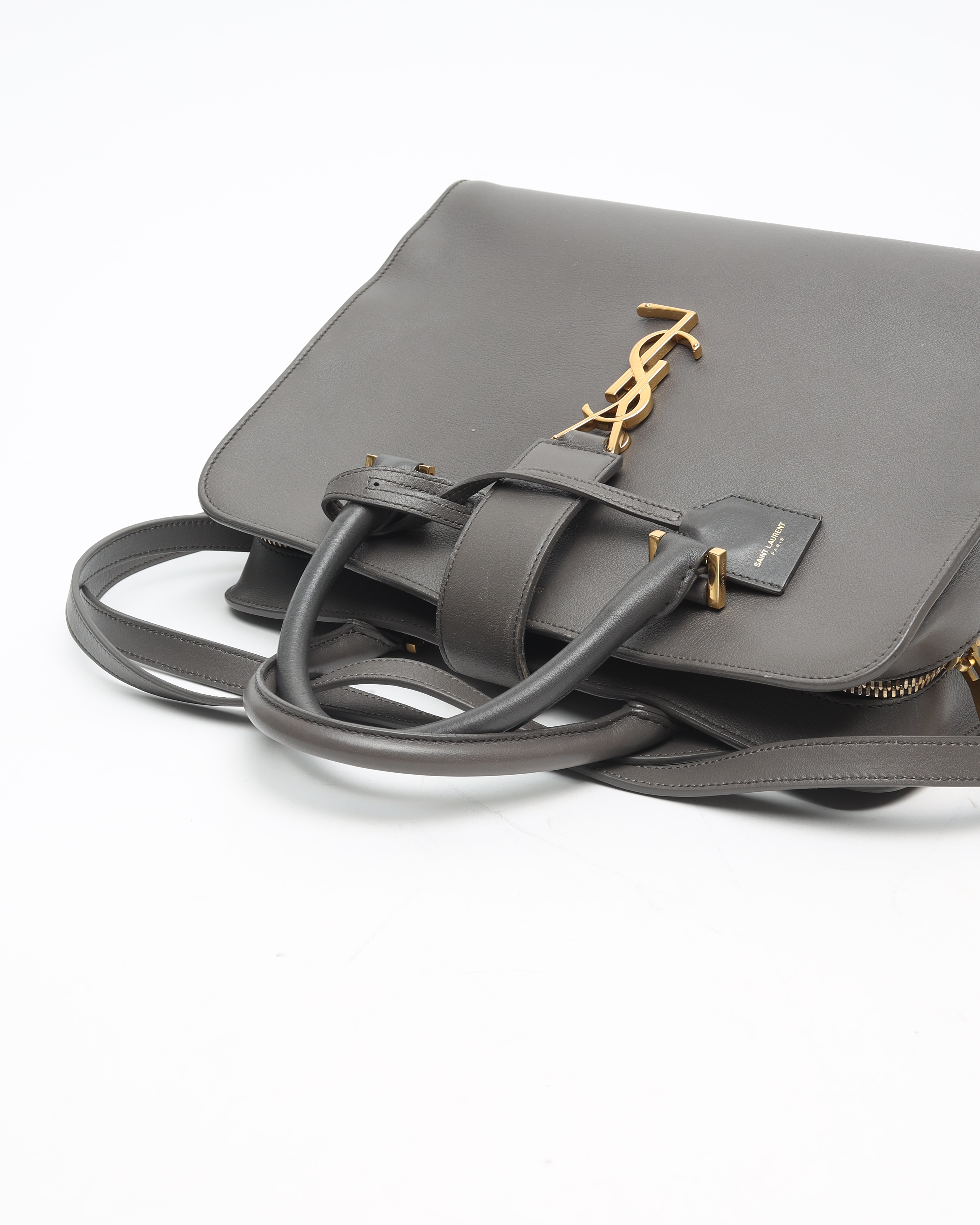 Saint Laurent Monogram Cabas Medium Bag In Gray