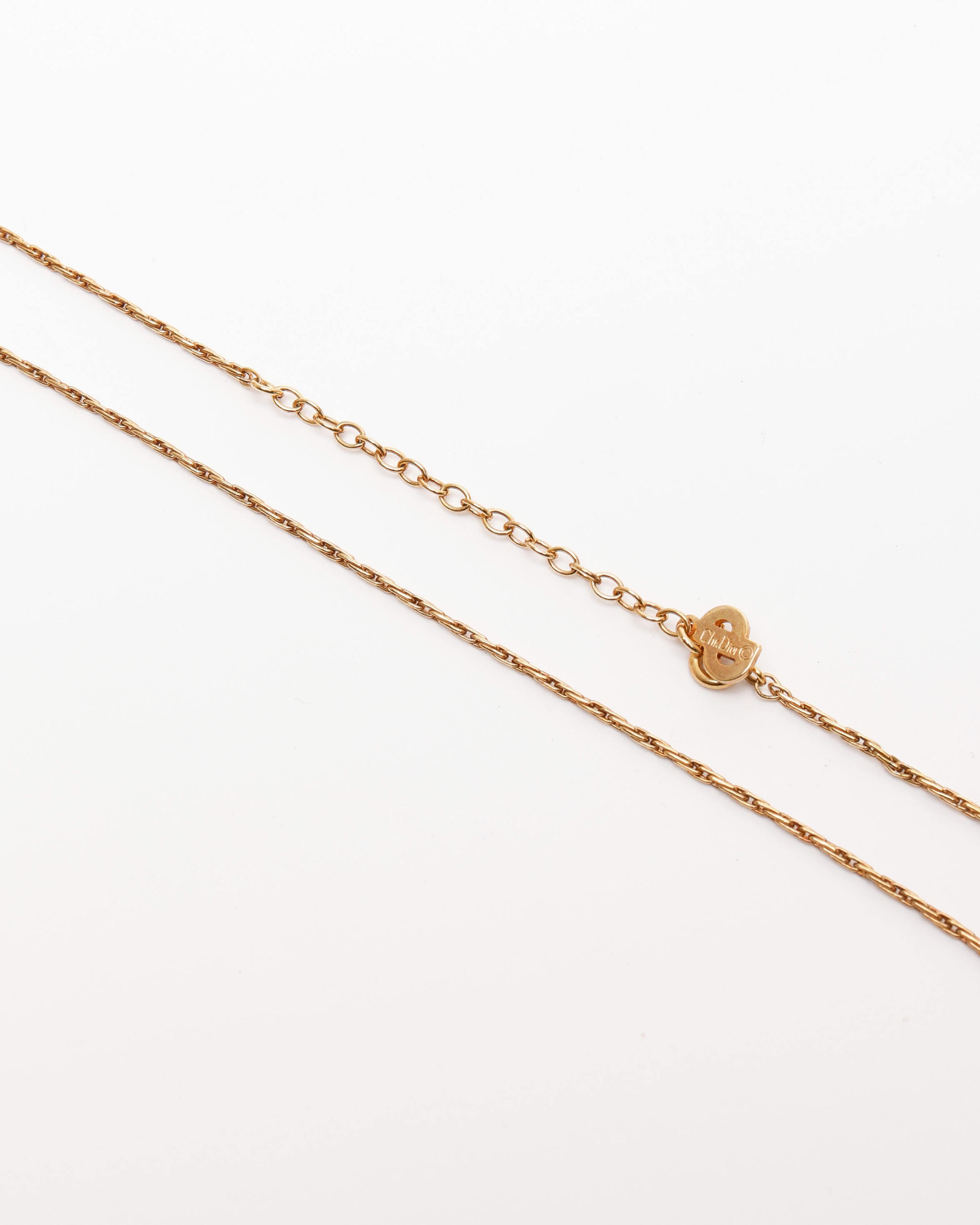 Dior Christian  Rhinestone Padlock Charm Necklace