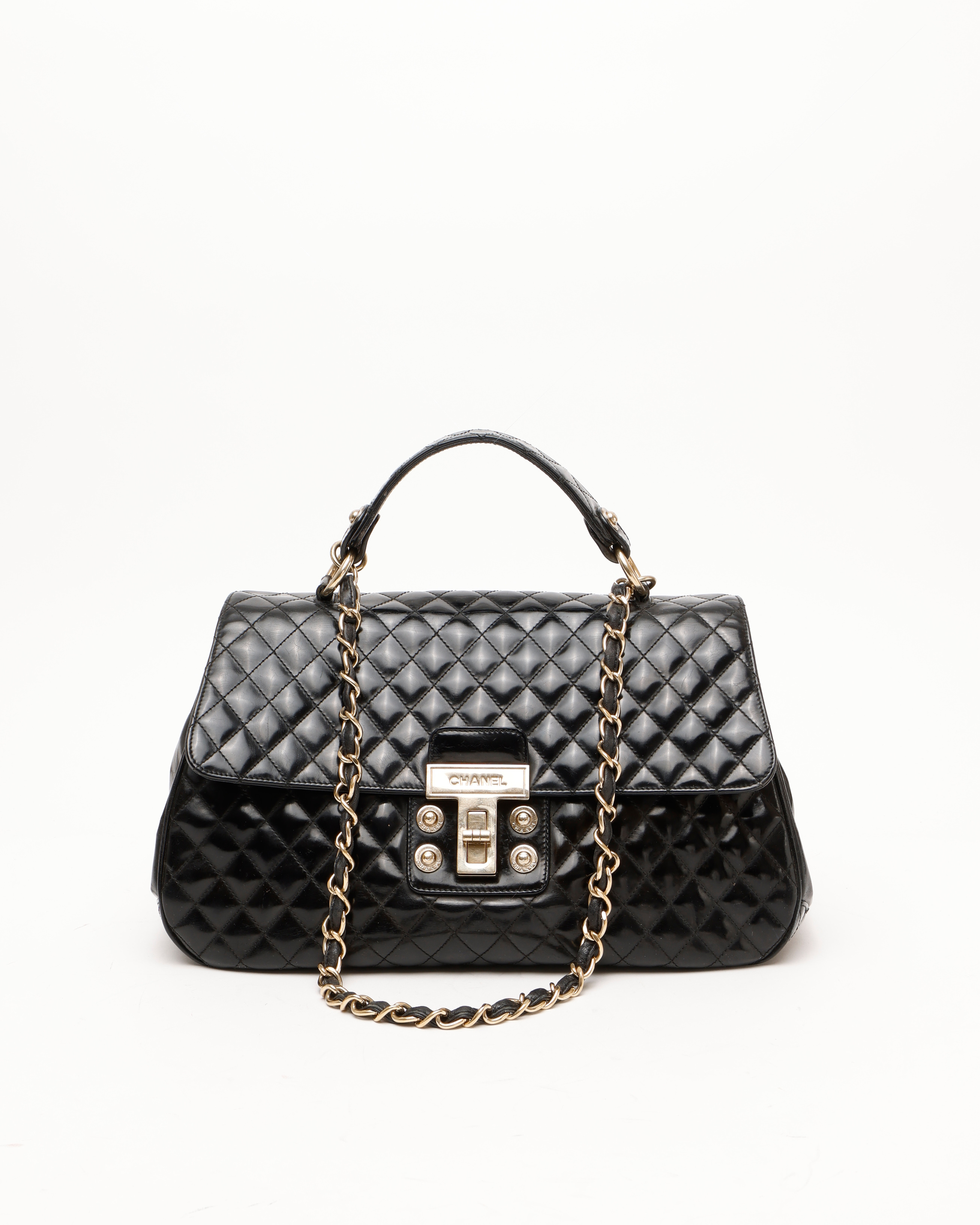 CHANEL Patent Mademoiselle Kelly Flap Bag