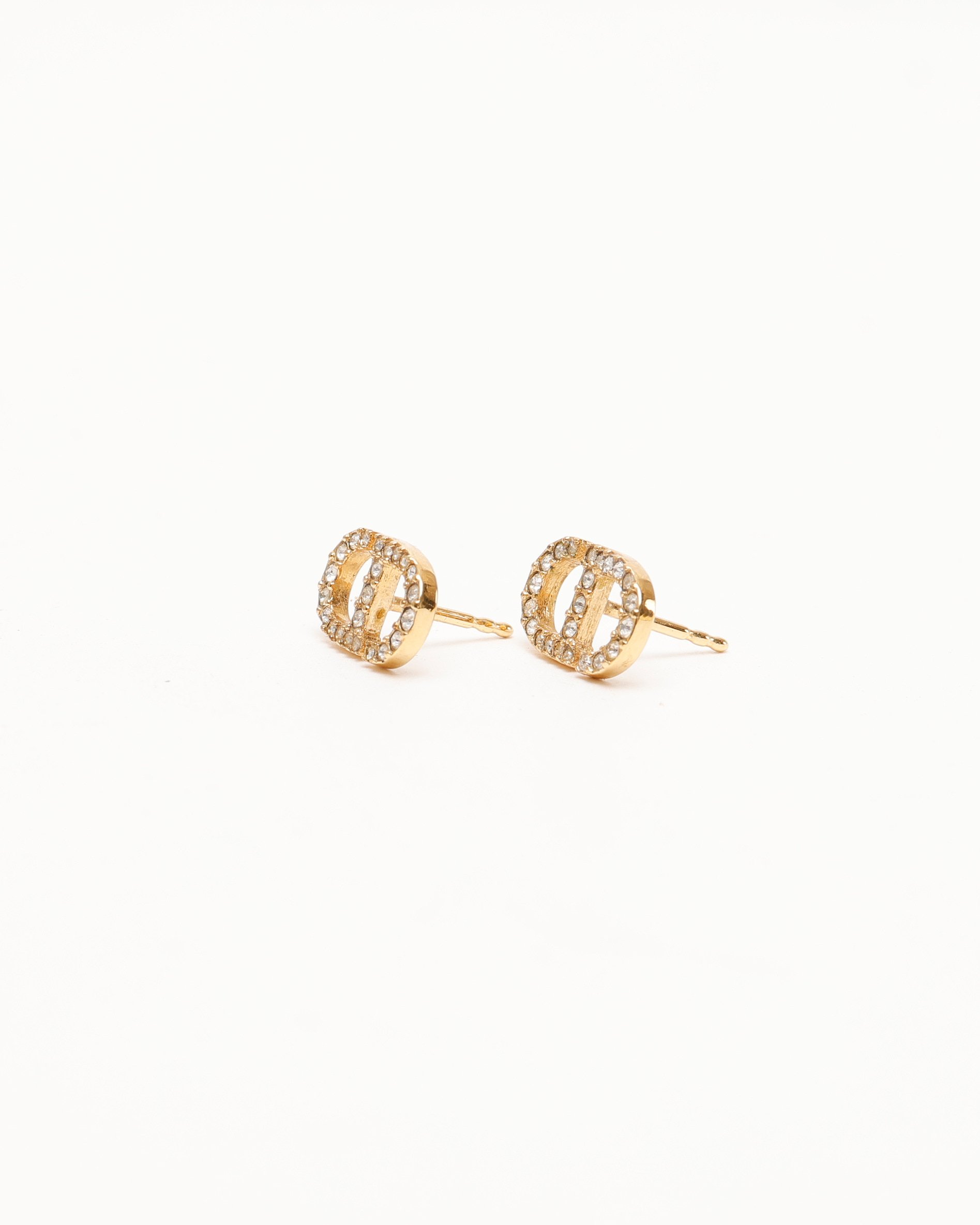 Dior Christian  Petit Cd Rhinestone Earrings