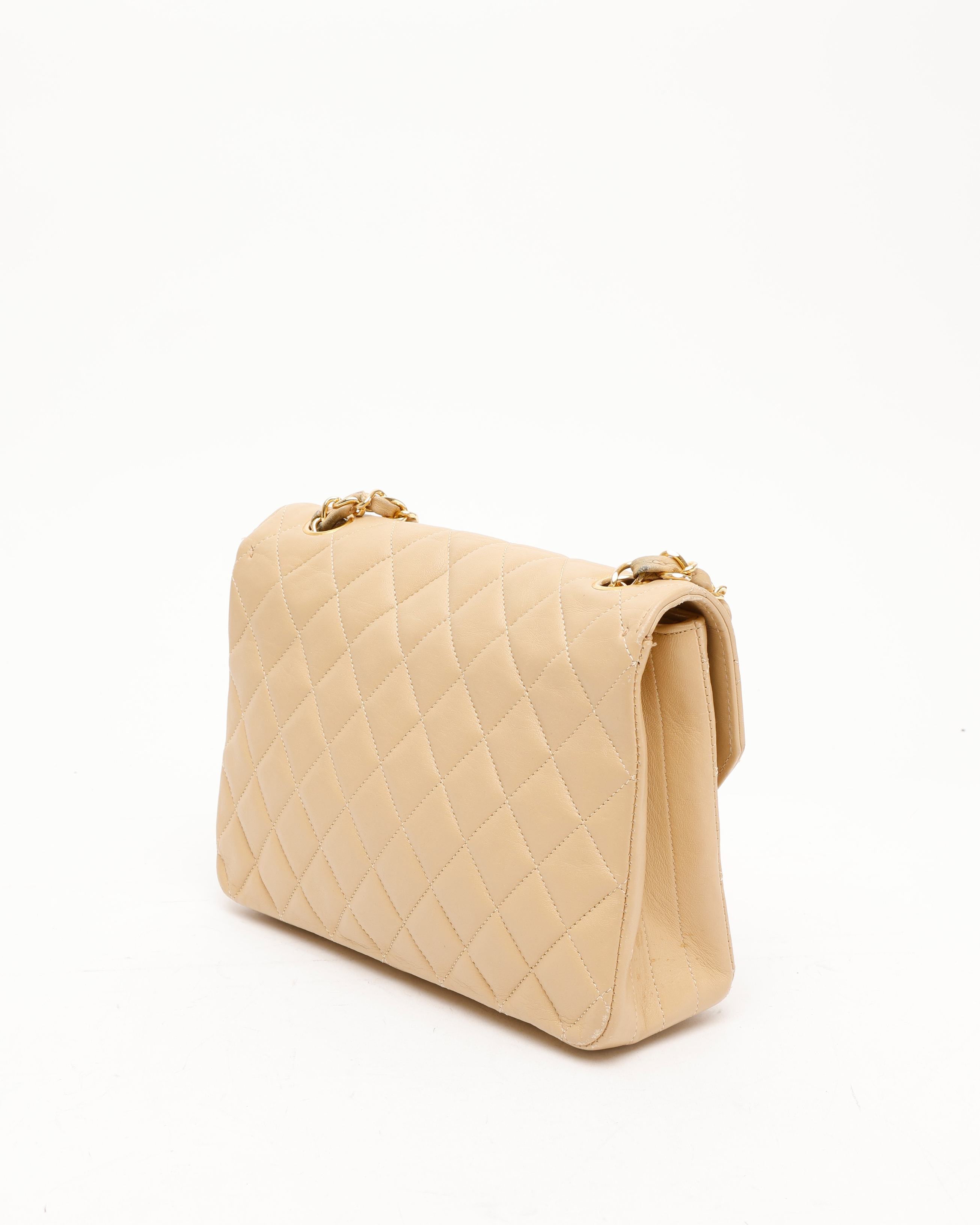 Pre-owned Chanel Classic Small Single Flap Bag In Sand