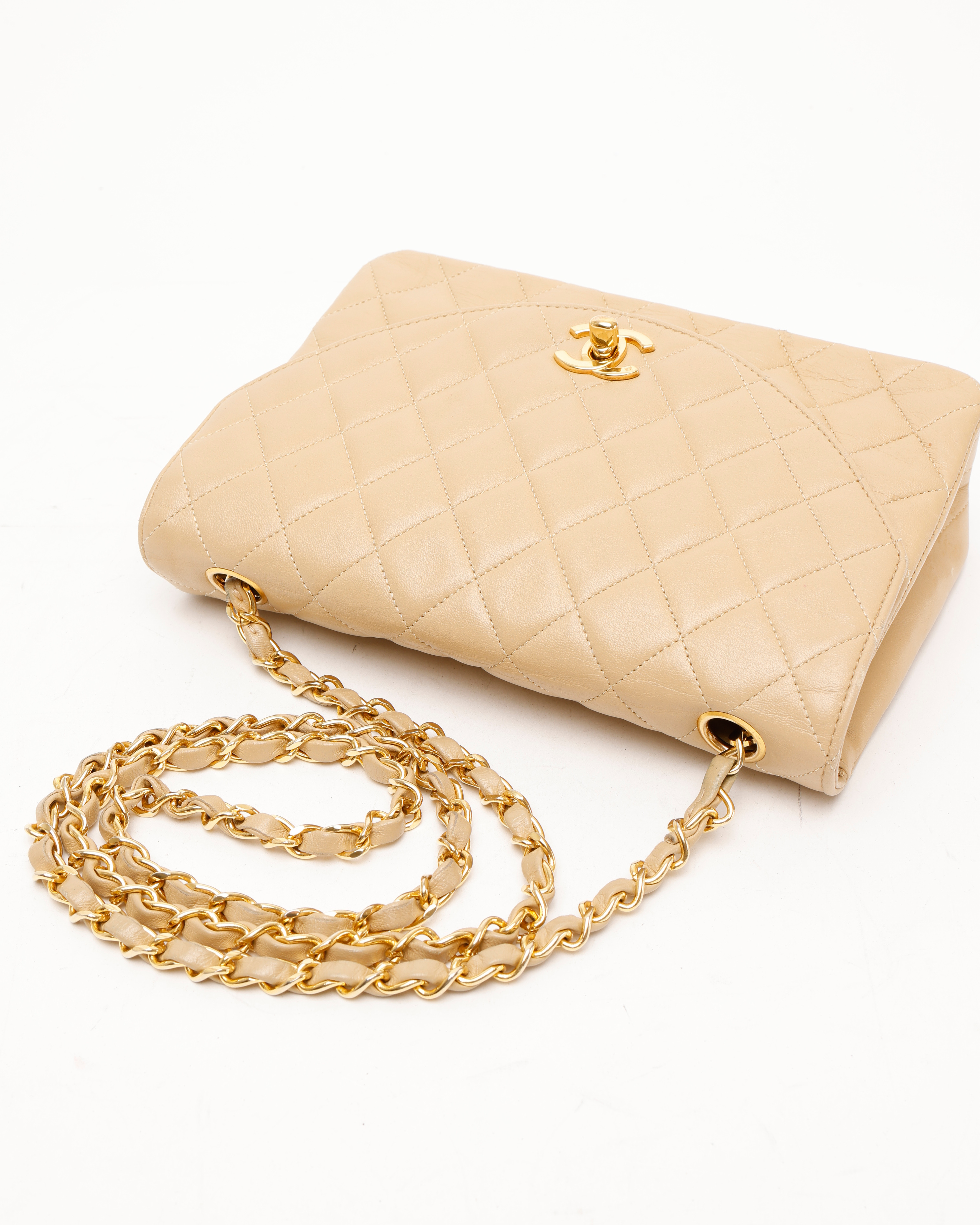 Pre-owned Chanel Classic Small Single Flap Bag In Sand