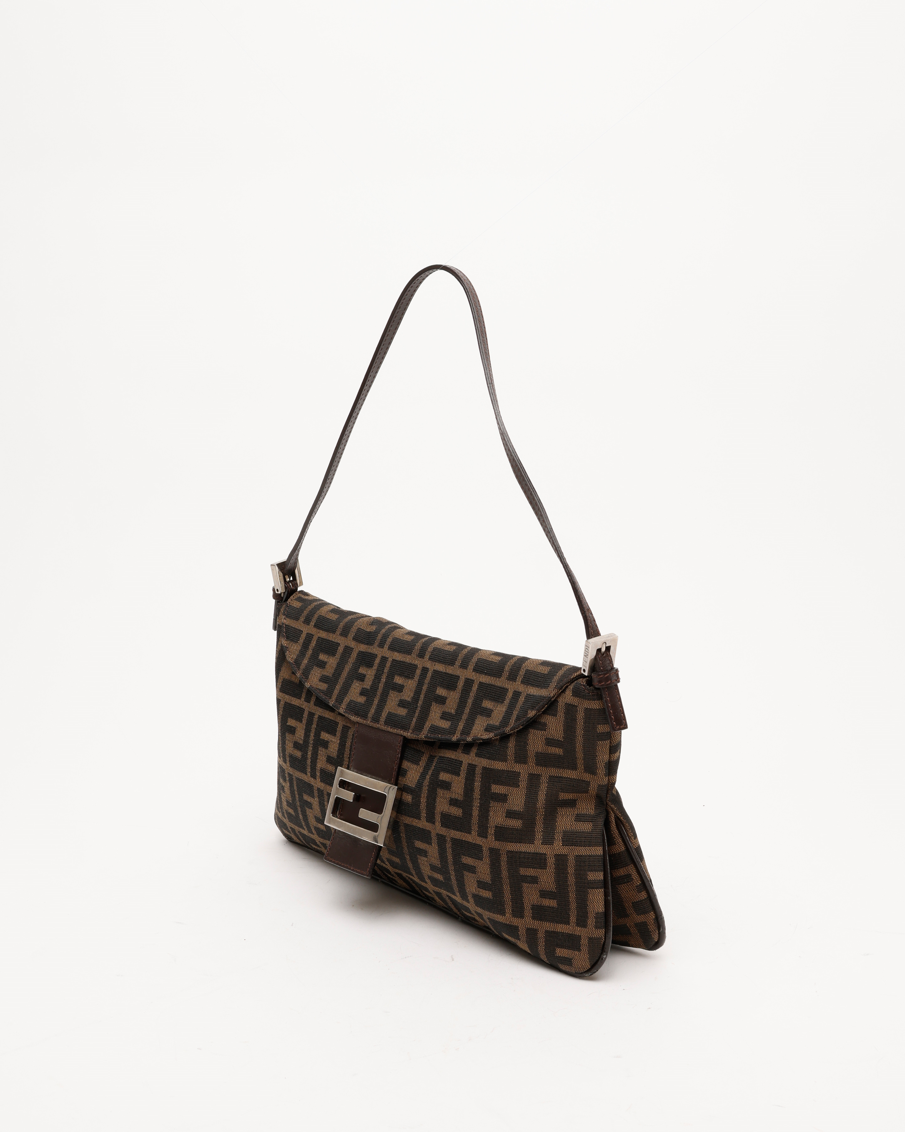 Shop Fendi Large Zucca Baguette Shoulder Bag
