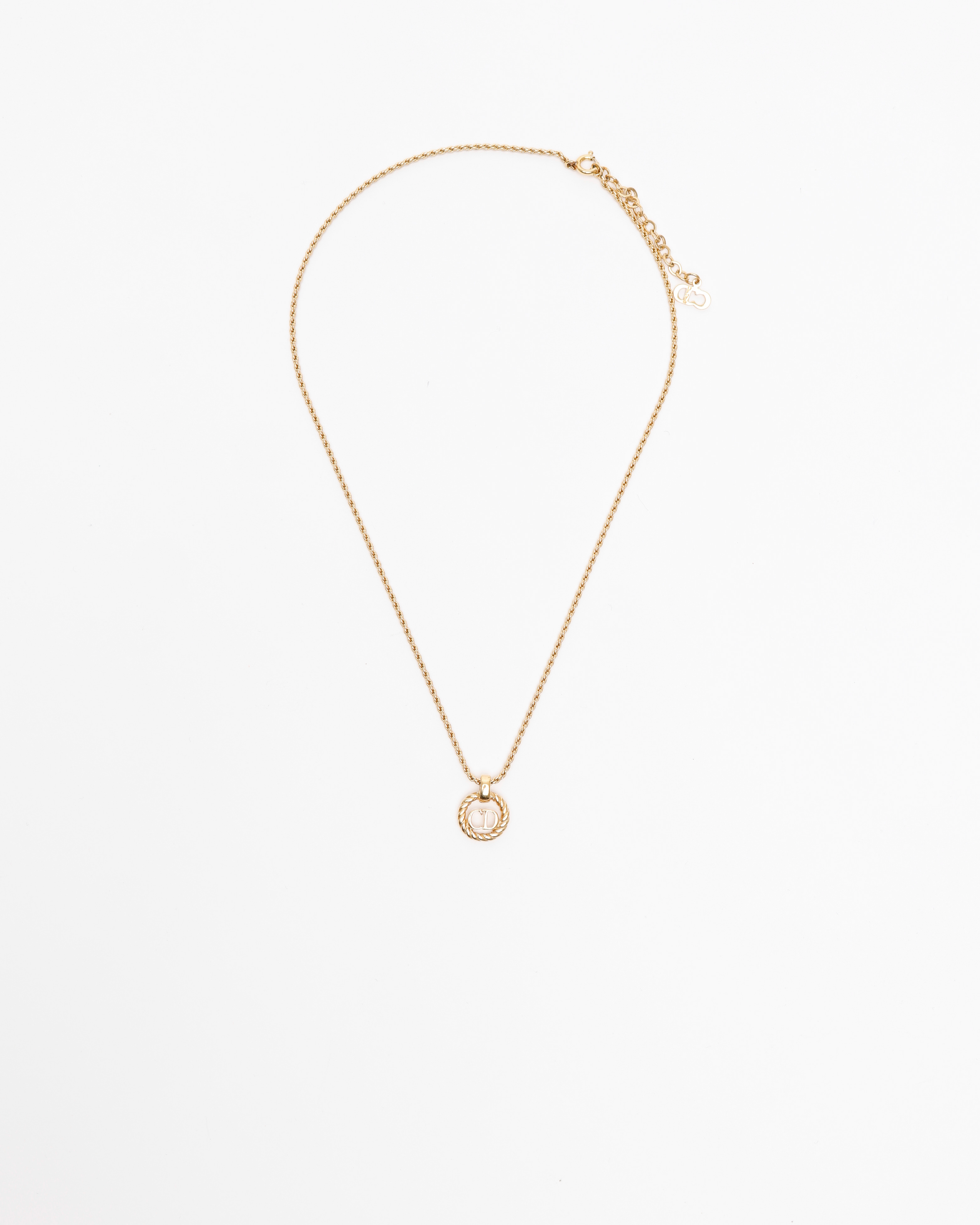 Dior Christian  Twist Ring Logo Necklace