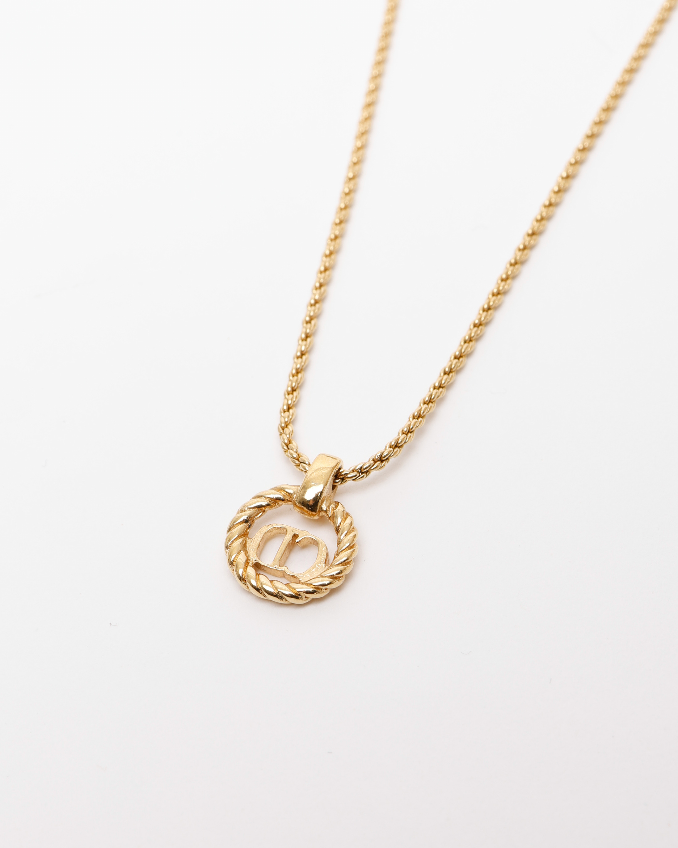 Dior Christian  Twist Ring Logo Necklace