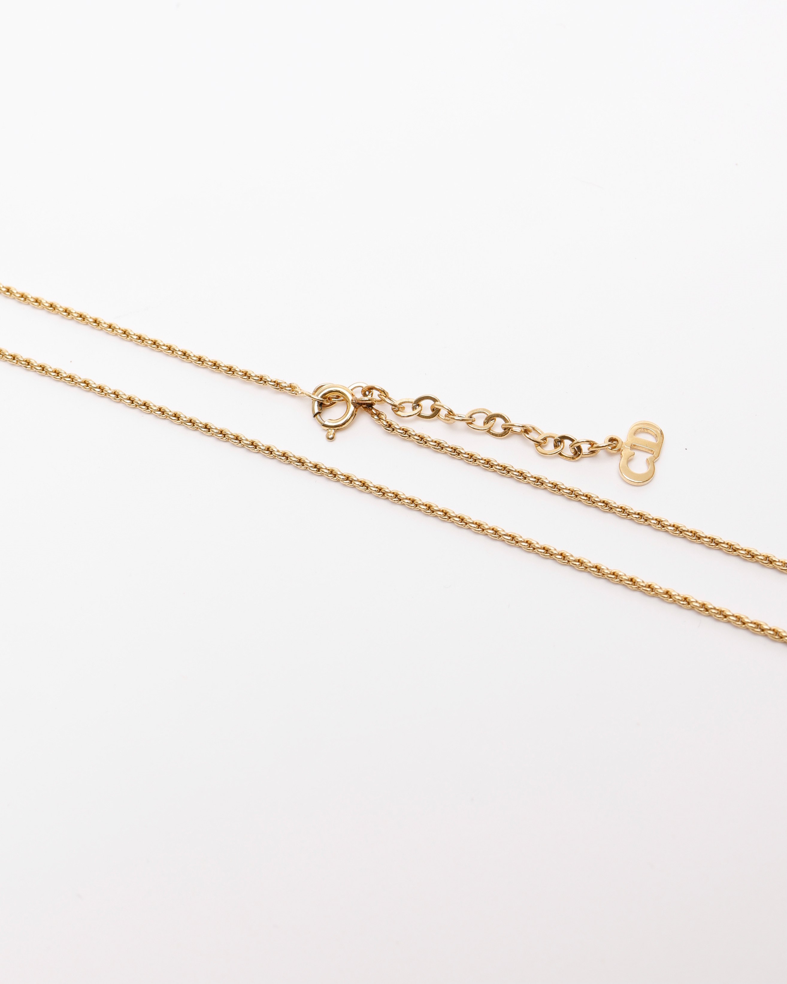 Dior Christian  Twist Ring Logo Necklace