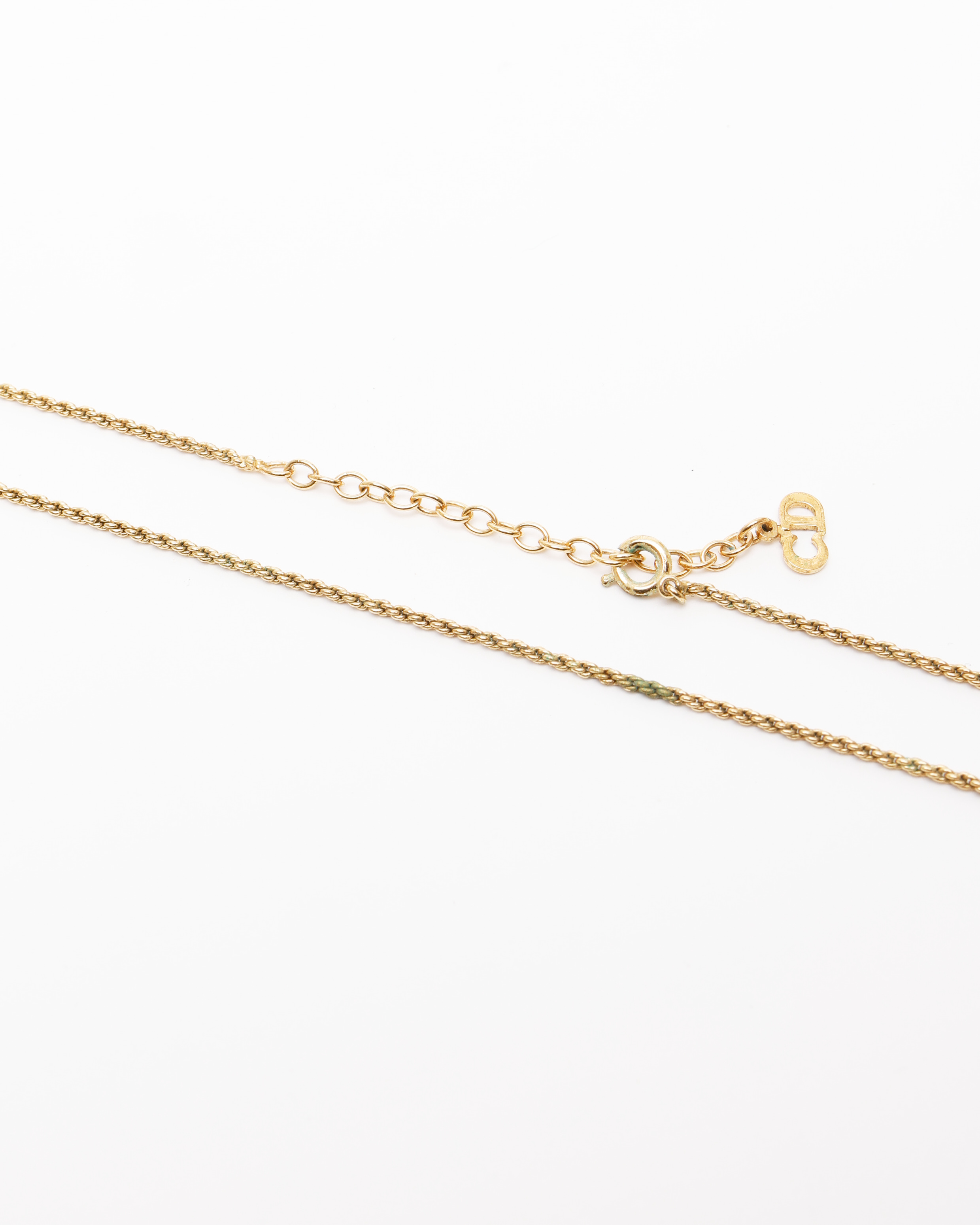 Dior Christian  Cd Oval Logo Rhinestone Necklace