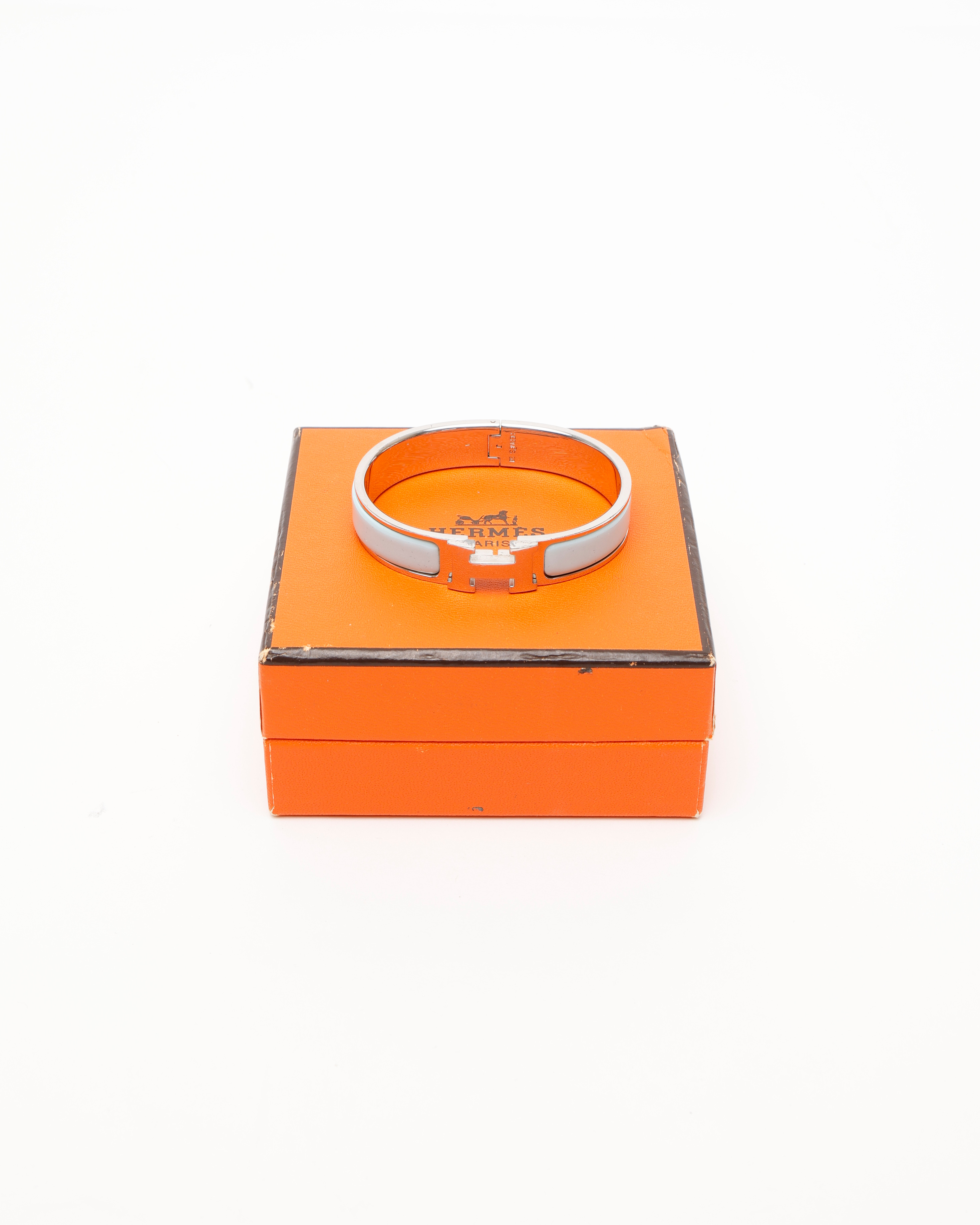 Pre-owned Hermes Hermès Clic H Light Blue Bracelet