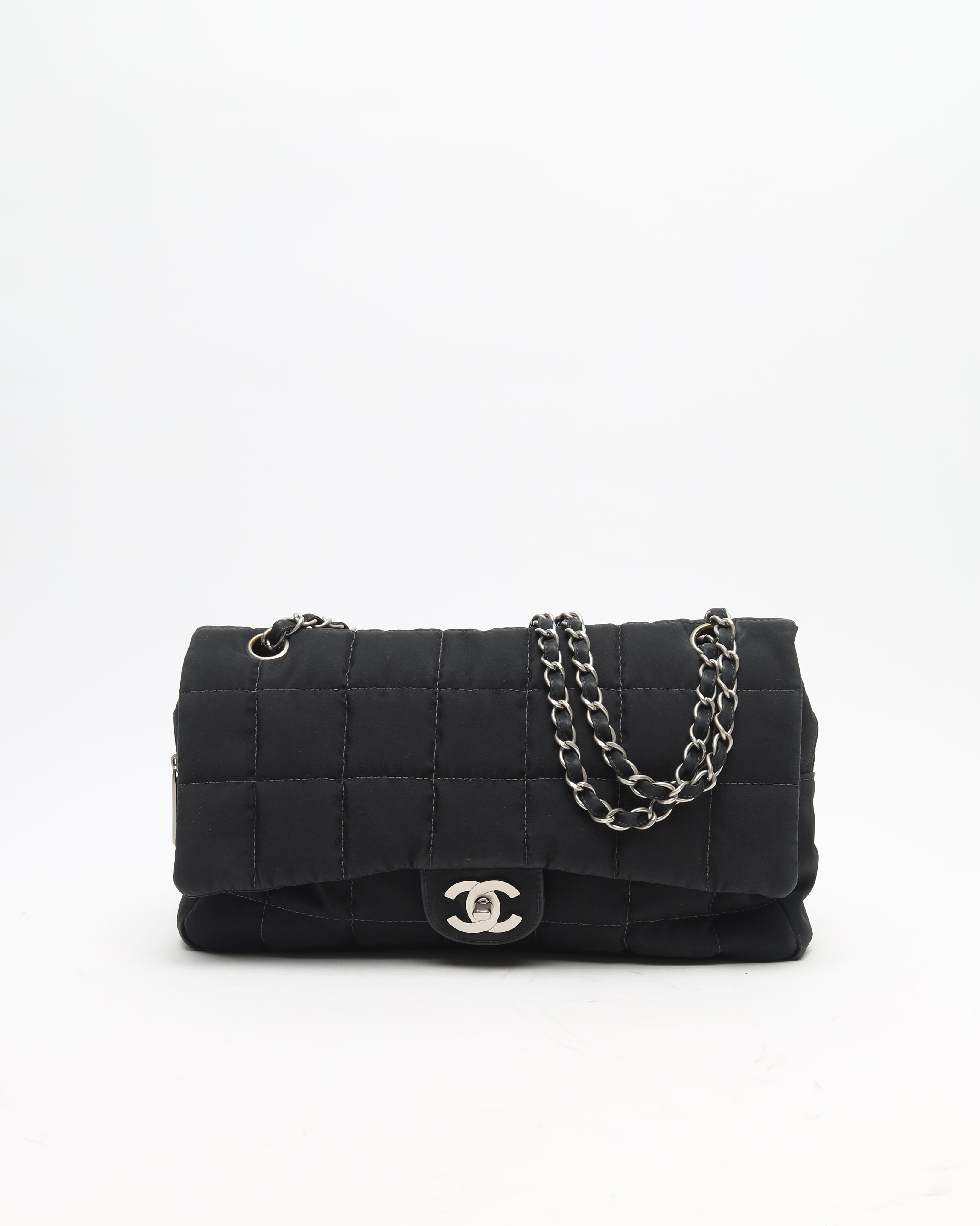 CHANEL Jumbo Chocolate Nylon Single Flap Bag