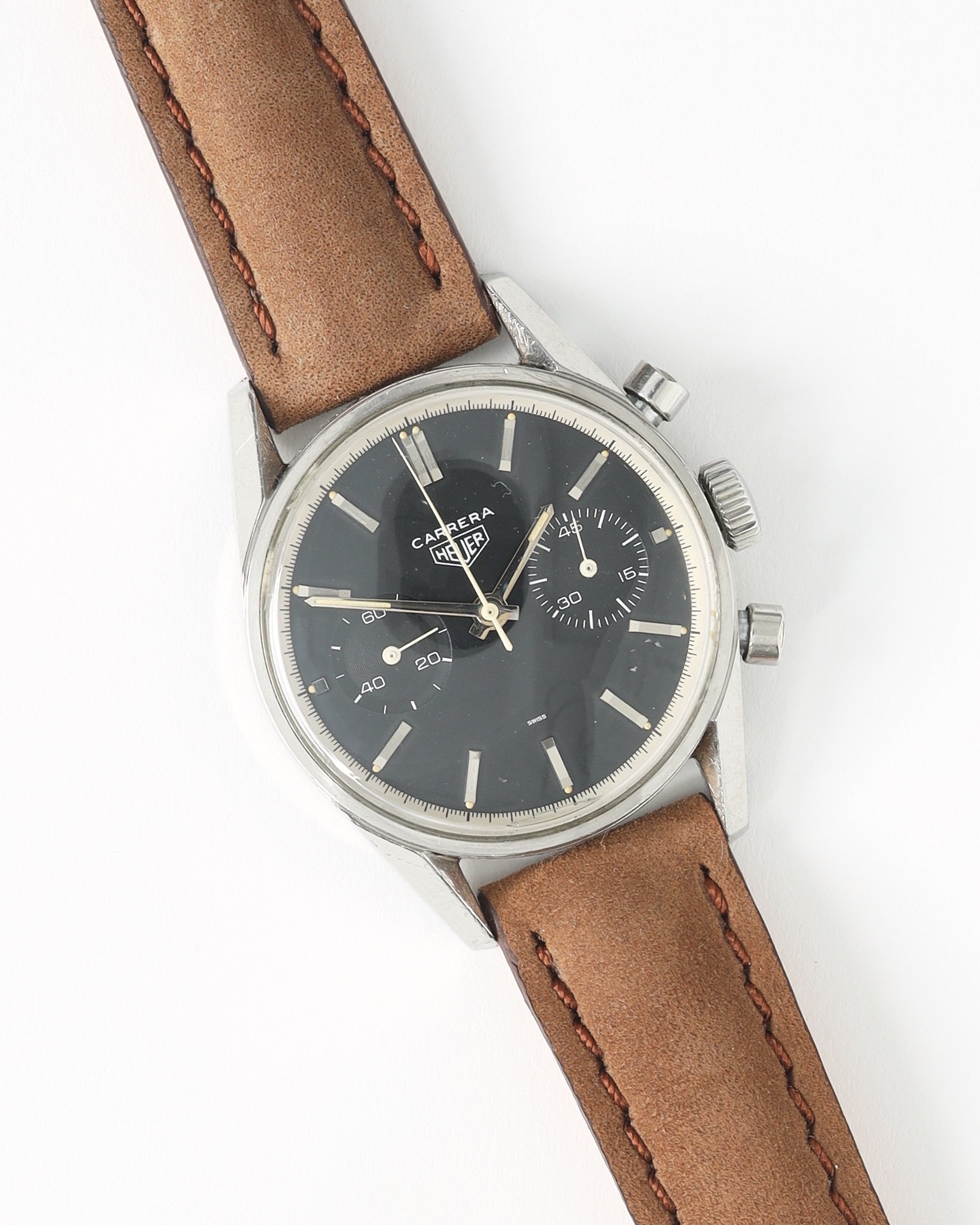 Heuer Carrera 45 36mm Ref 3647n 1963 Watch In Brown