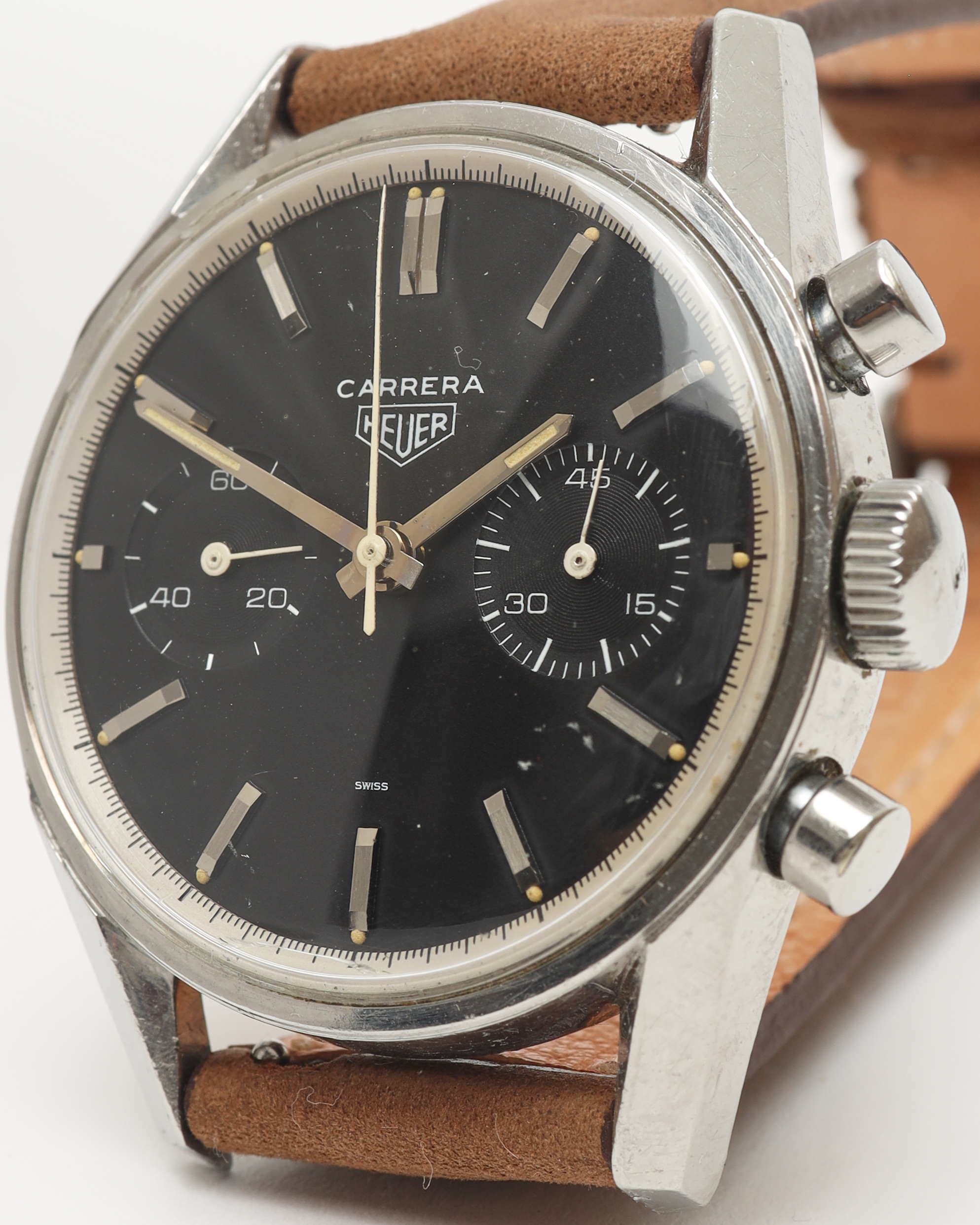 Heuer Carrera 45 36mm Ref 3647n 1963 Watch In Brown