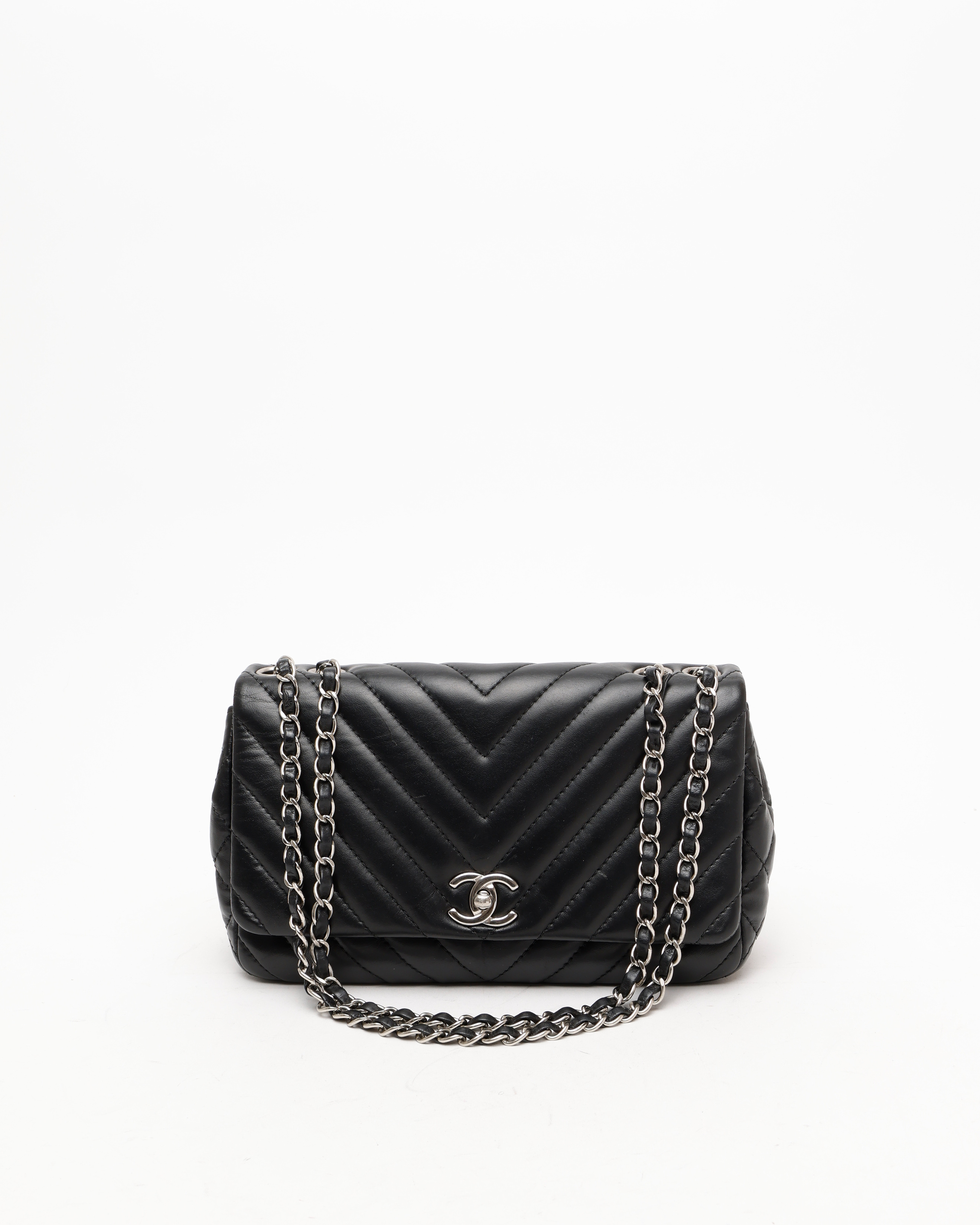 CHANEL Surpique Chevron Flap Bag