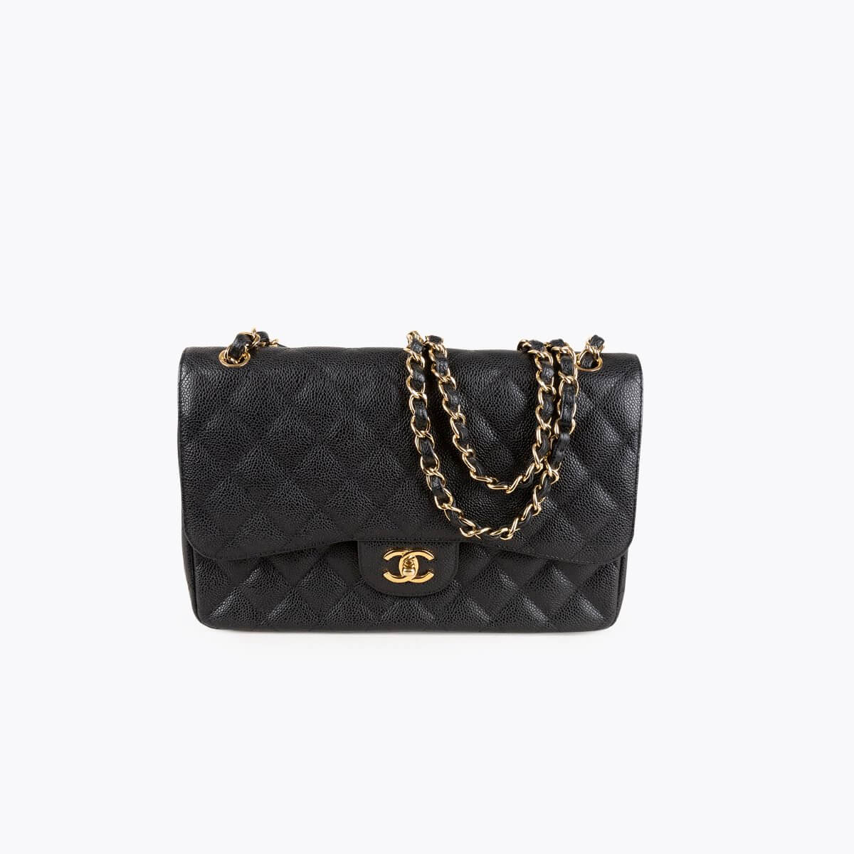 CHANEL Classic Jumbo Caviar Double Flap Bag
