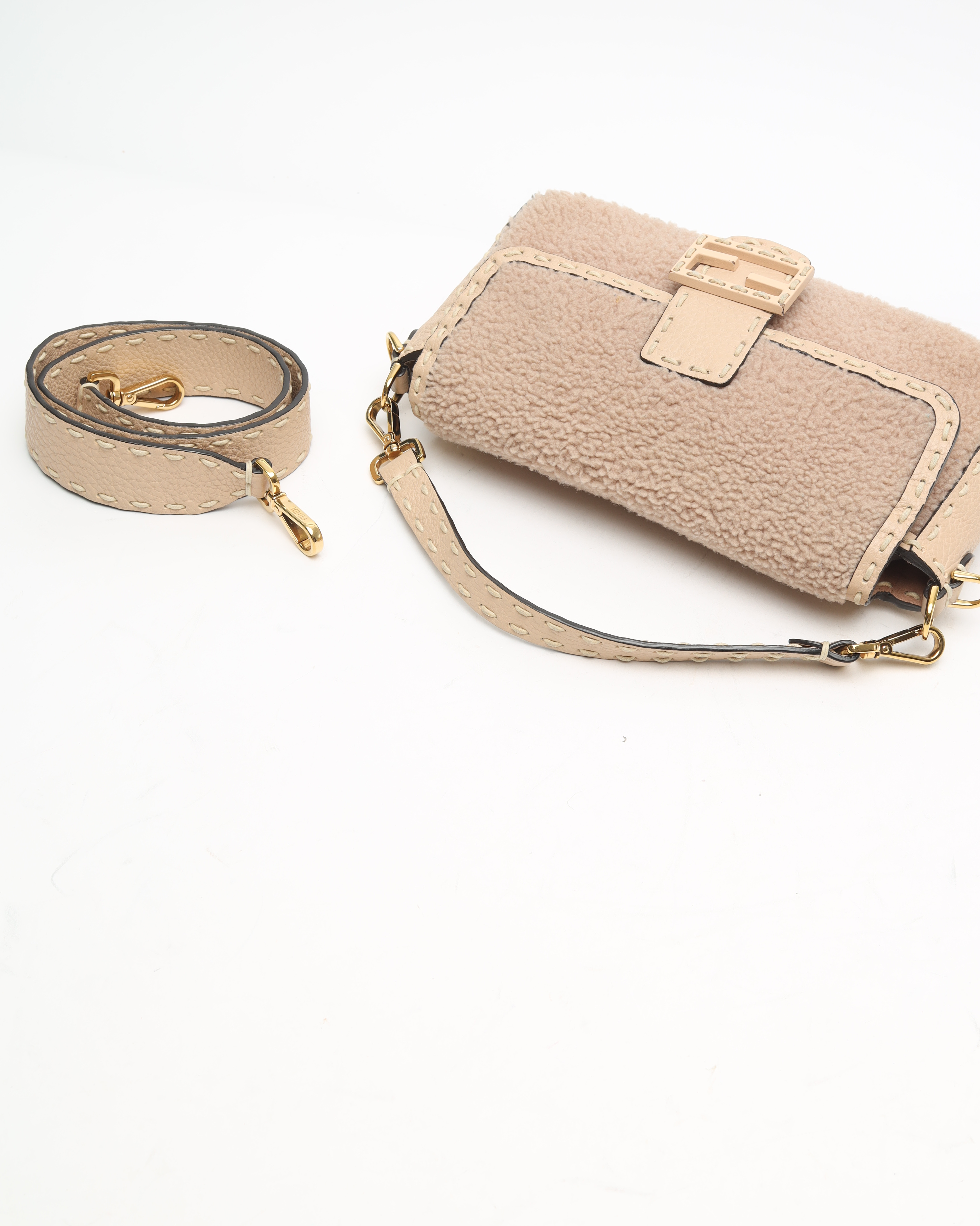 Fendi Iconic Shearling Medium Baguette Bag