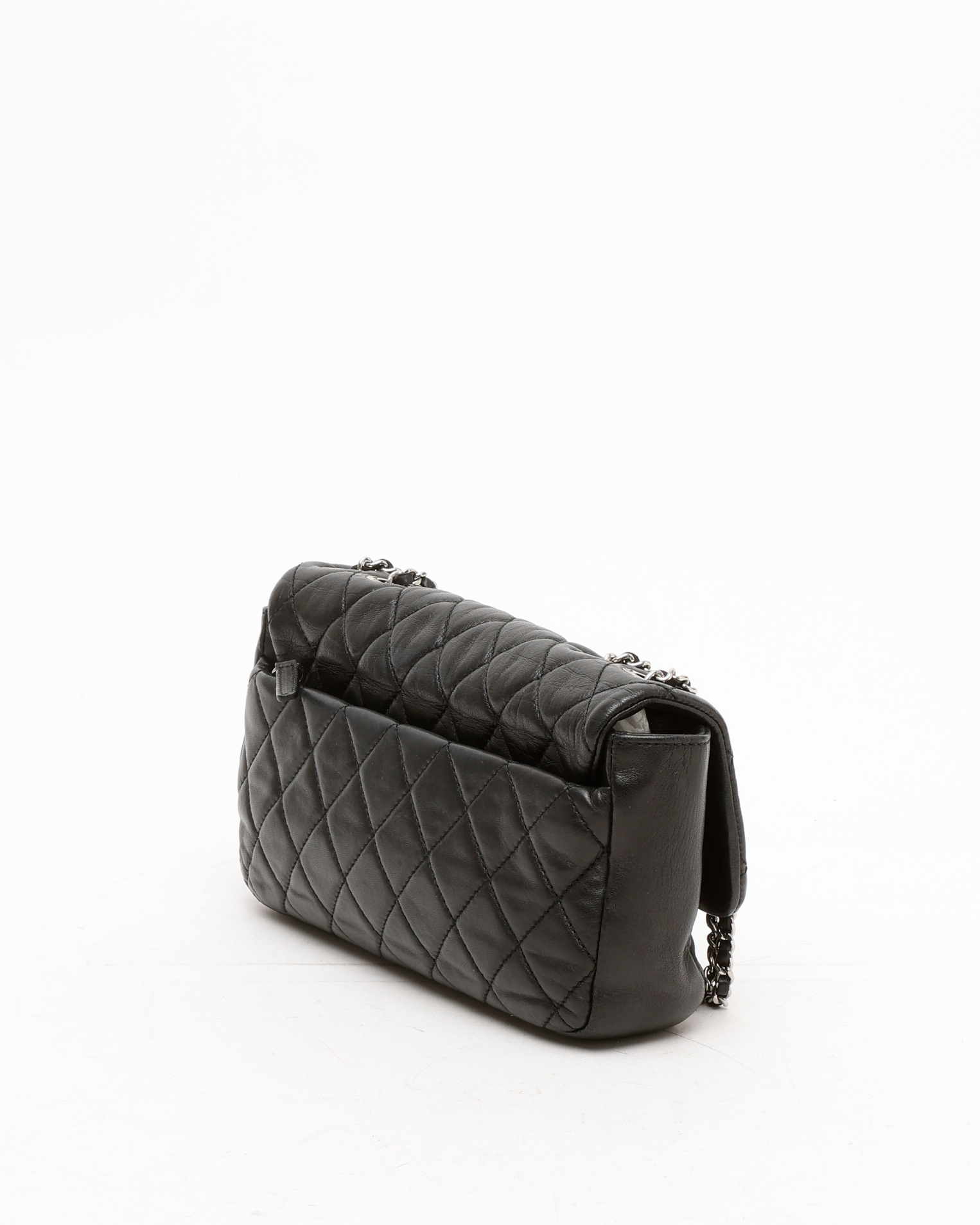 Pre-owned Chanel Classic Medium Double Chain Single Flap Bag In Black