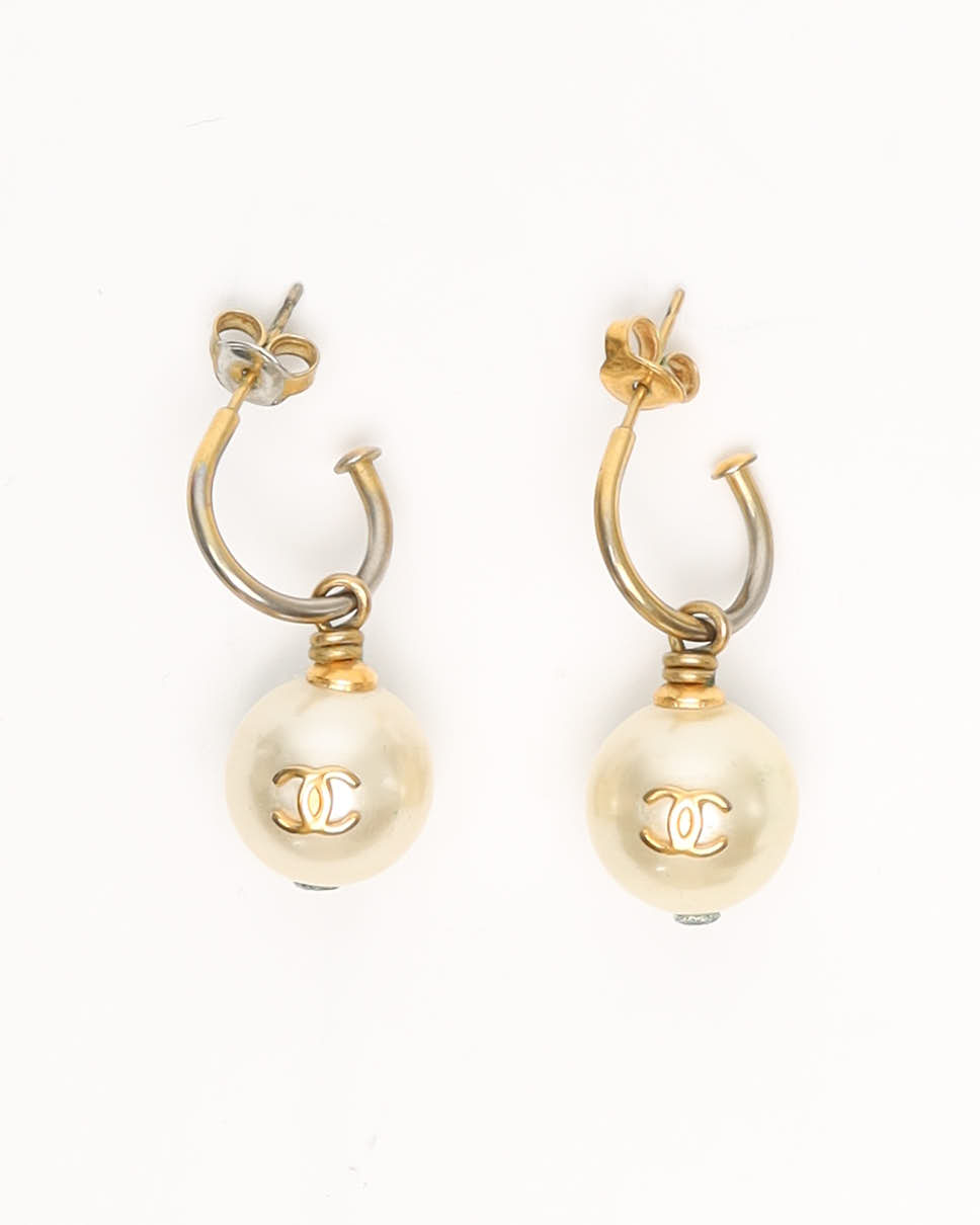 Pre-owned Chanel Coco Mark Pearls Drop Earrings