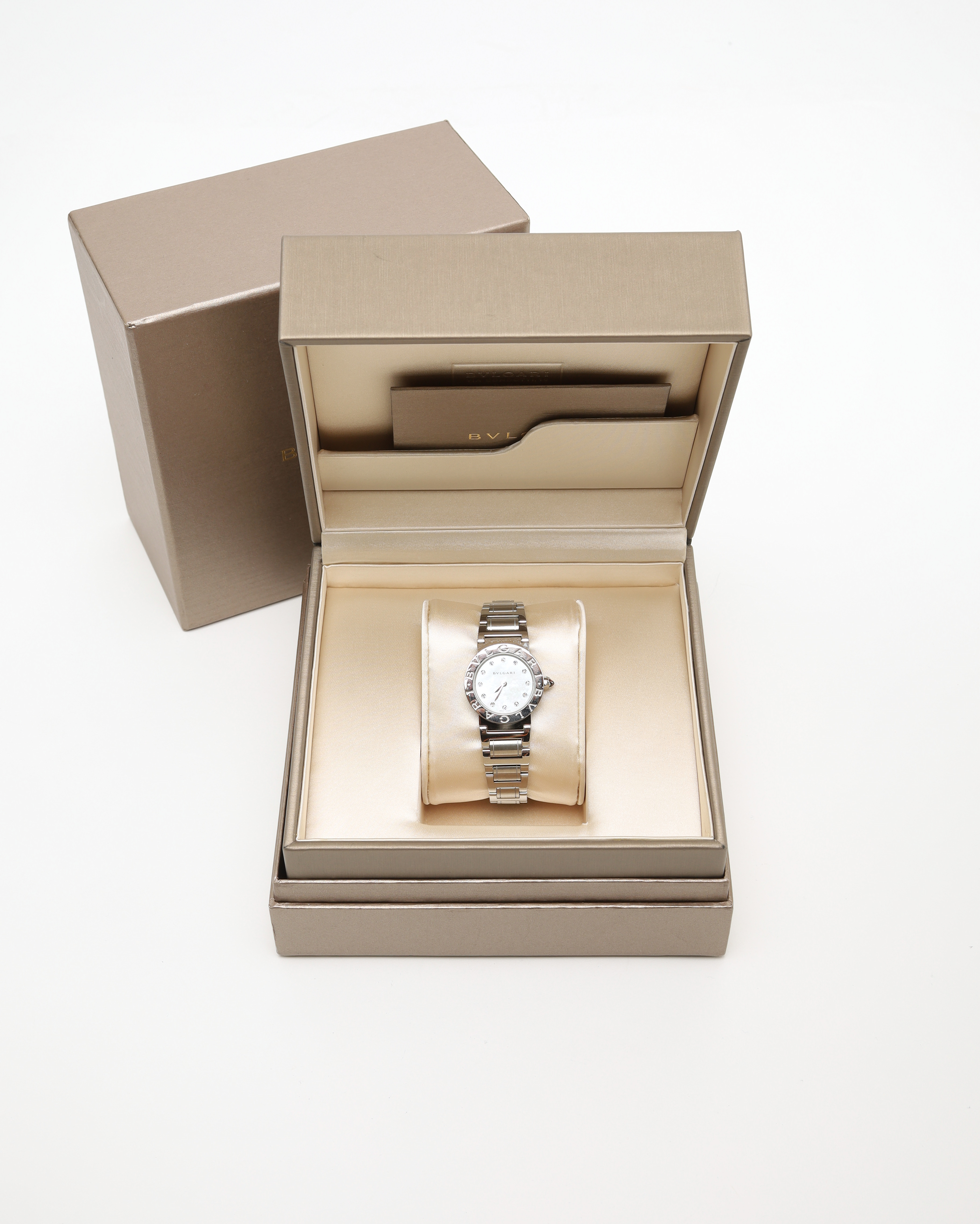 Bvlgari Mother Of Pearl Diamond 20mm Bbl26s Watch Full Set