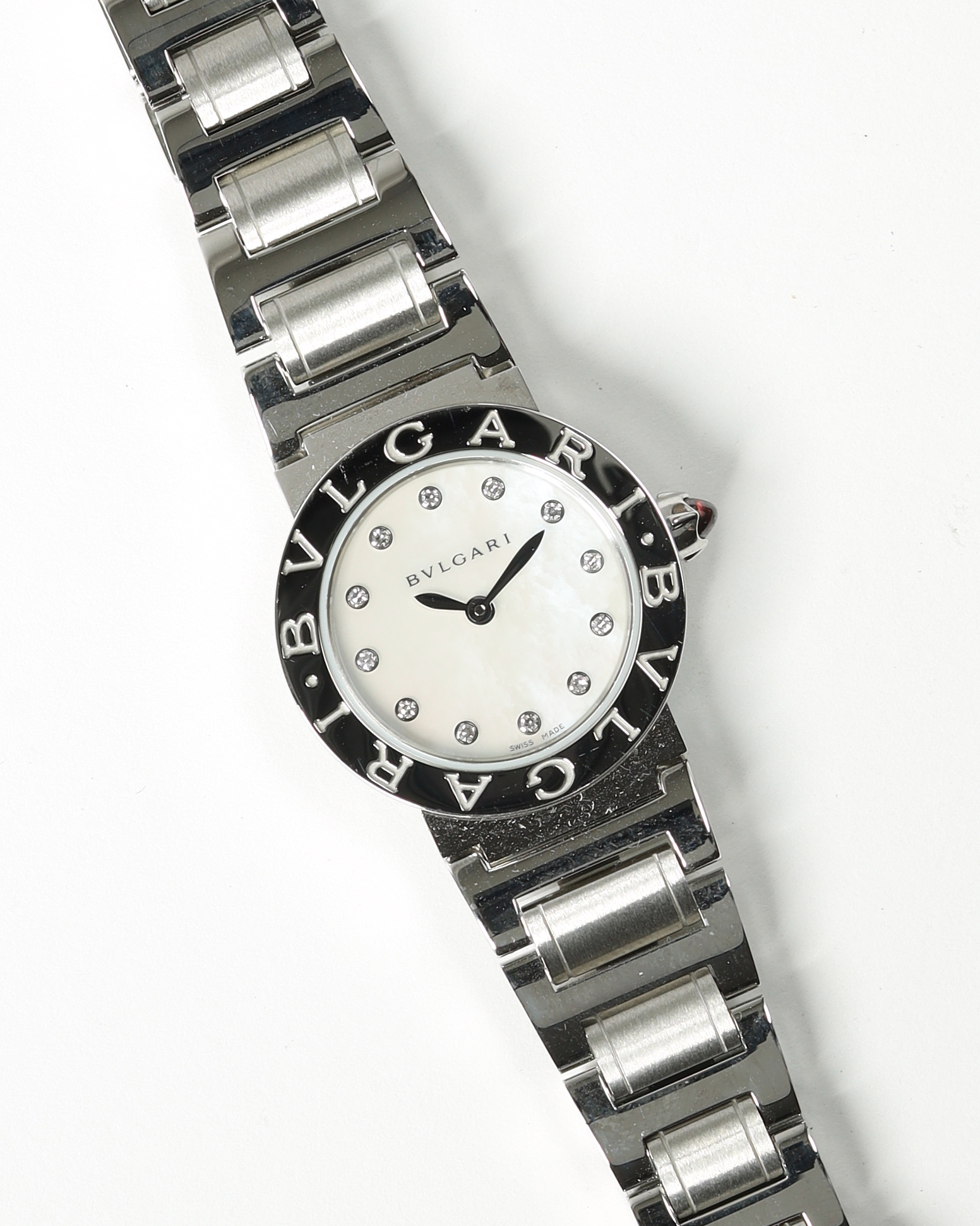 BVLGARI Mother of Pearl Diamond 20mm BBL26S Watch Full Set