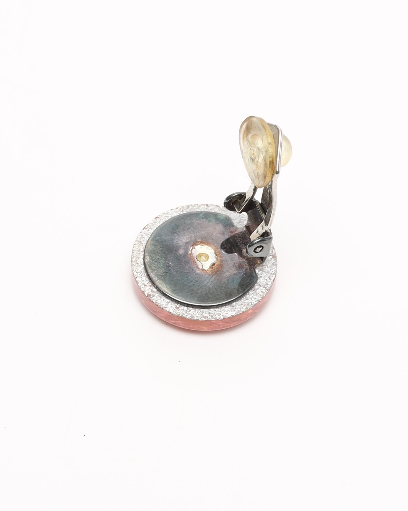 Pre-owned Chanel Coco Mark Resin Clip-on Earrings
