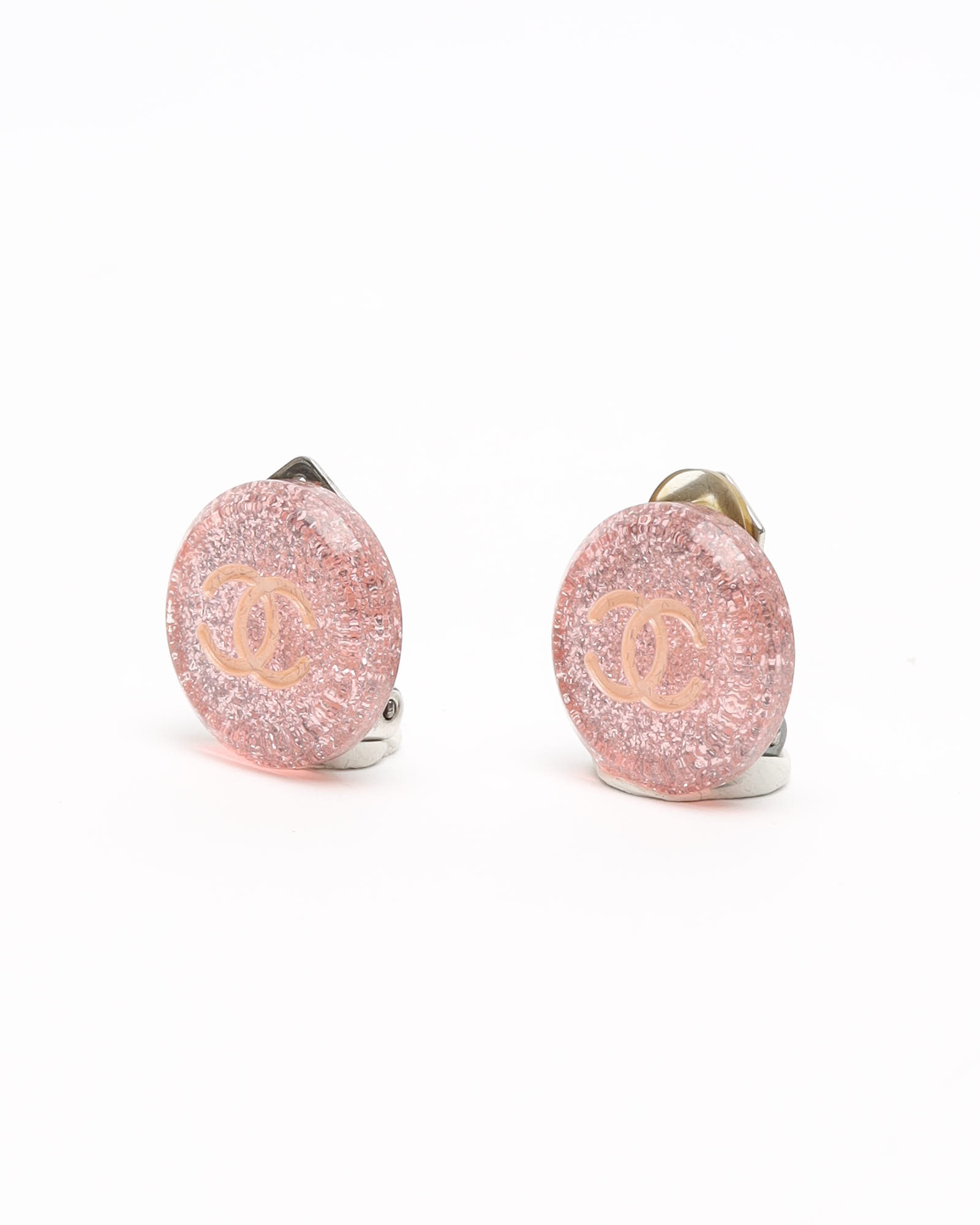 Pre-owned Chanel Coco Mark Resin Clip-on Earrings