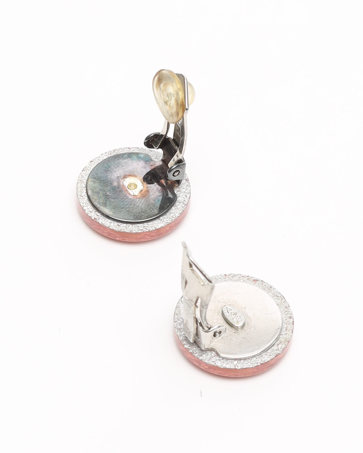 Pre-owned Chanel Coco Mark Resin Clip-on Earrings
