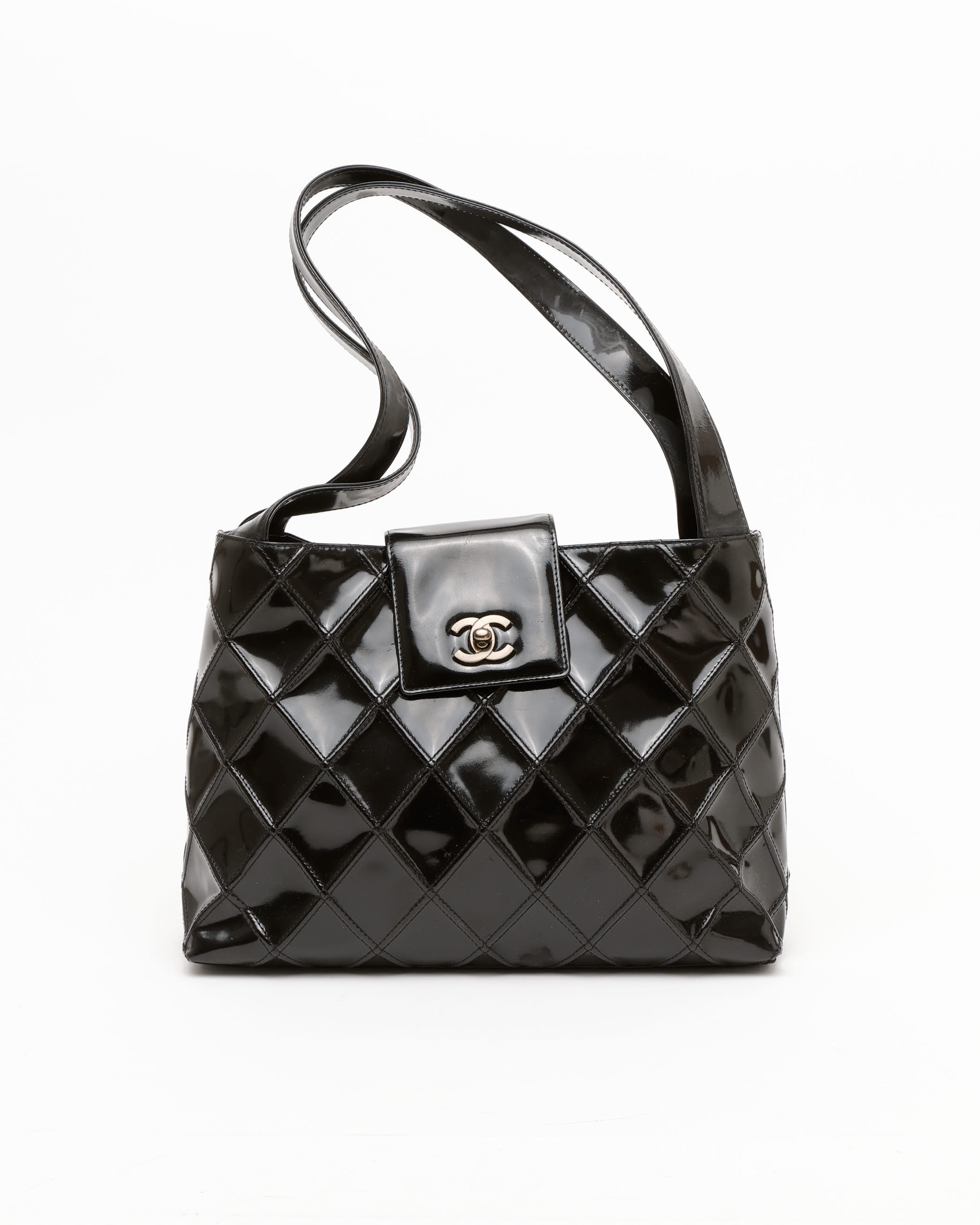 CHANEL CC Quilted Patent Shoulder Bag