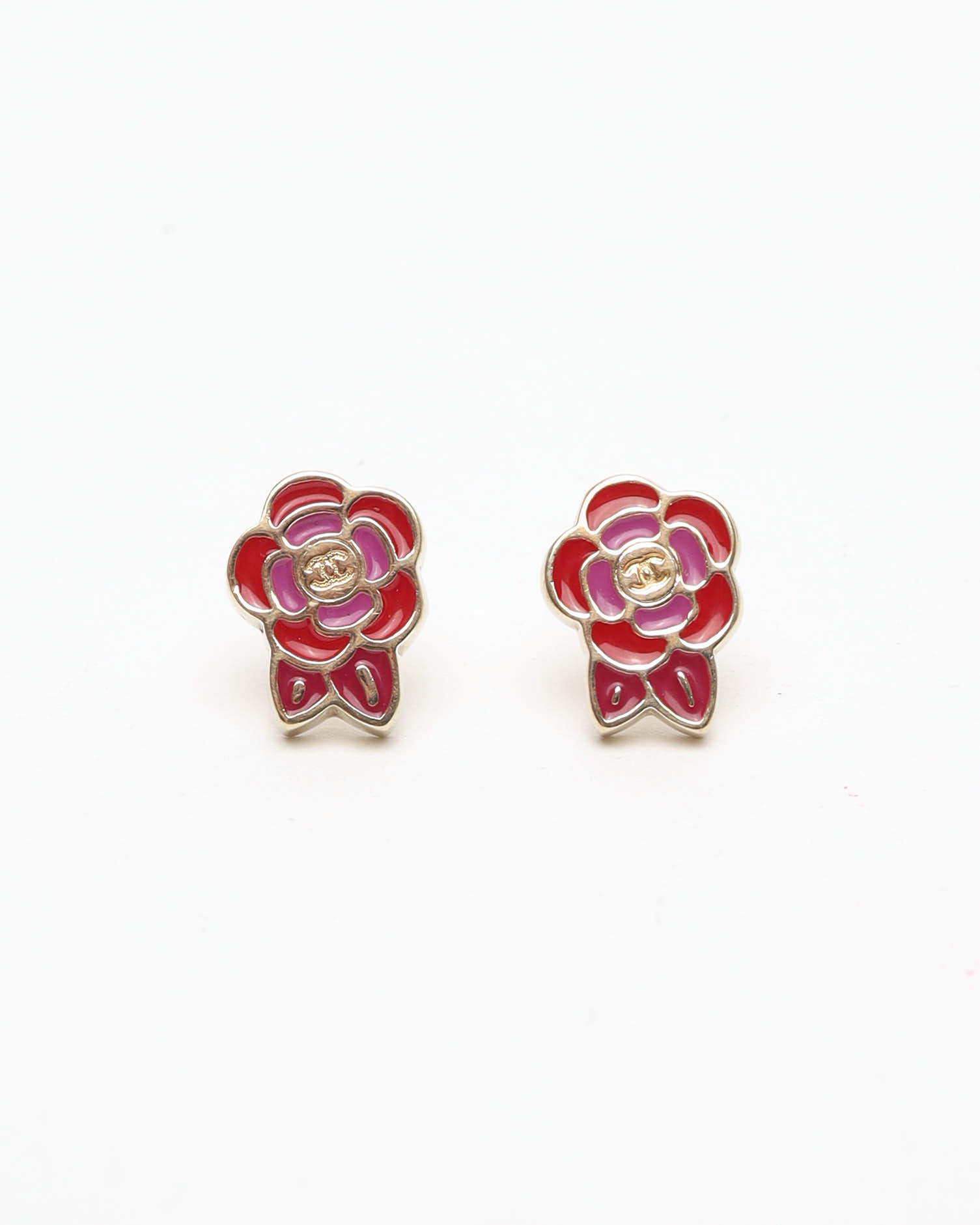Pre-owned Chanel Camellia Coco Mark Earrings
