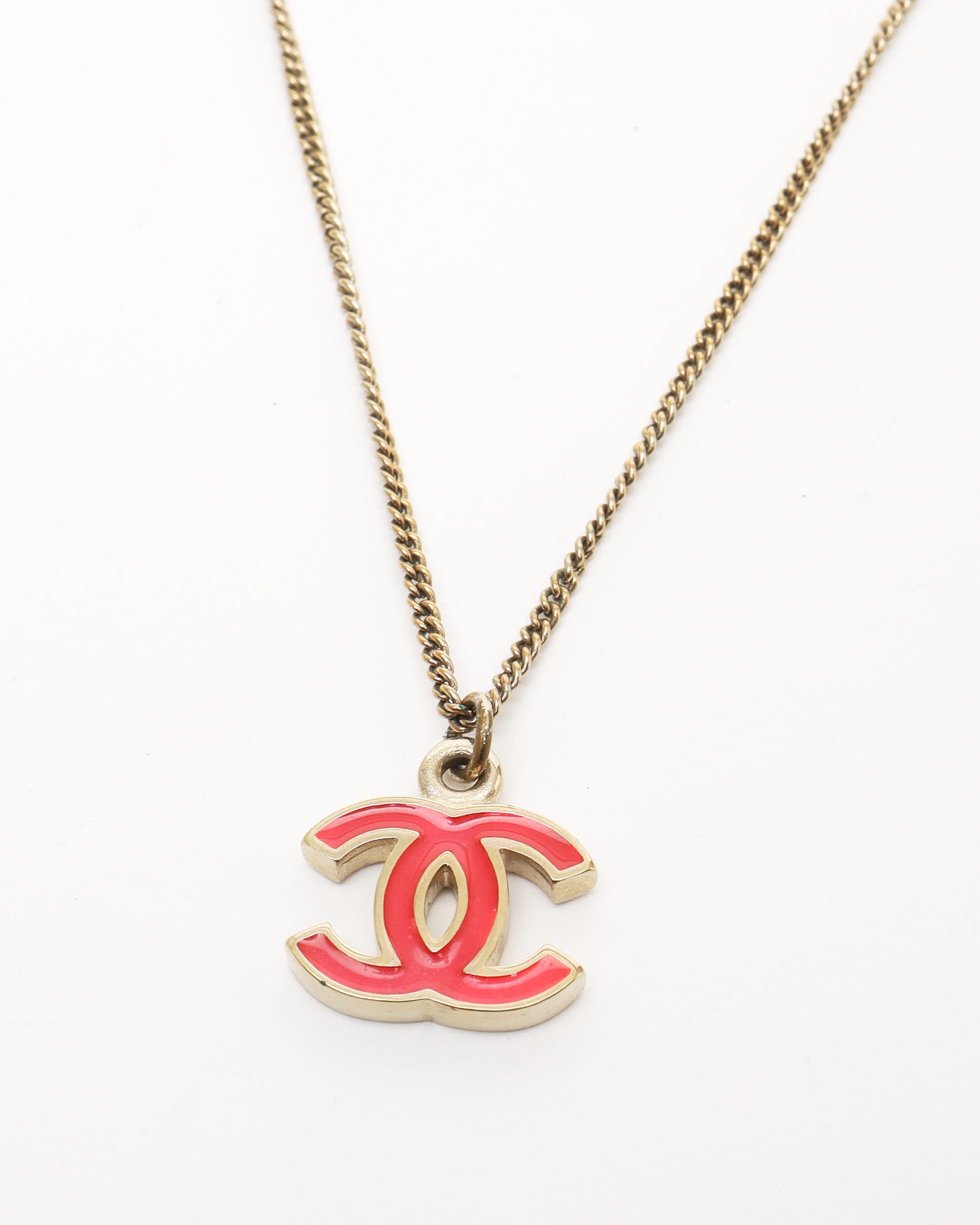 Pre-owned Chanel Gold-tone Coco Mark Necklace
