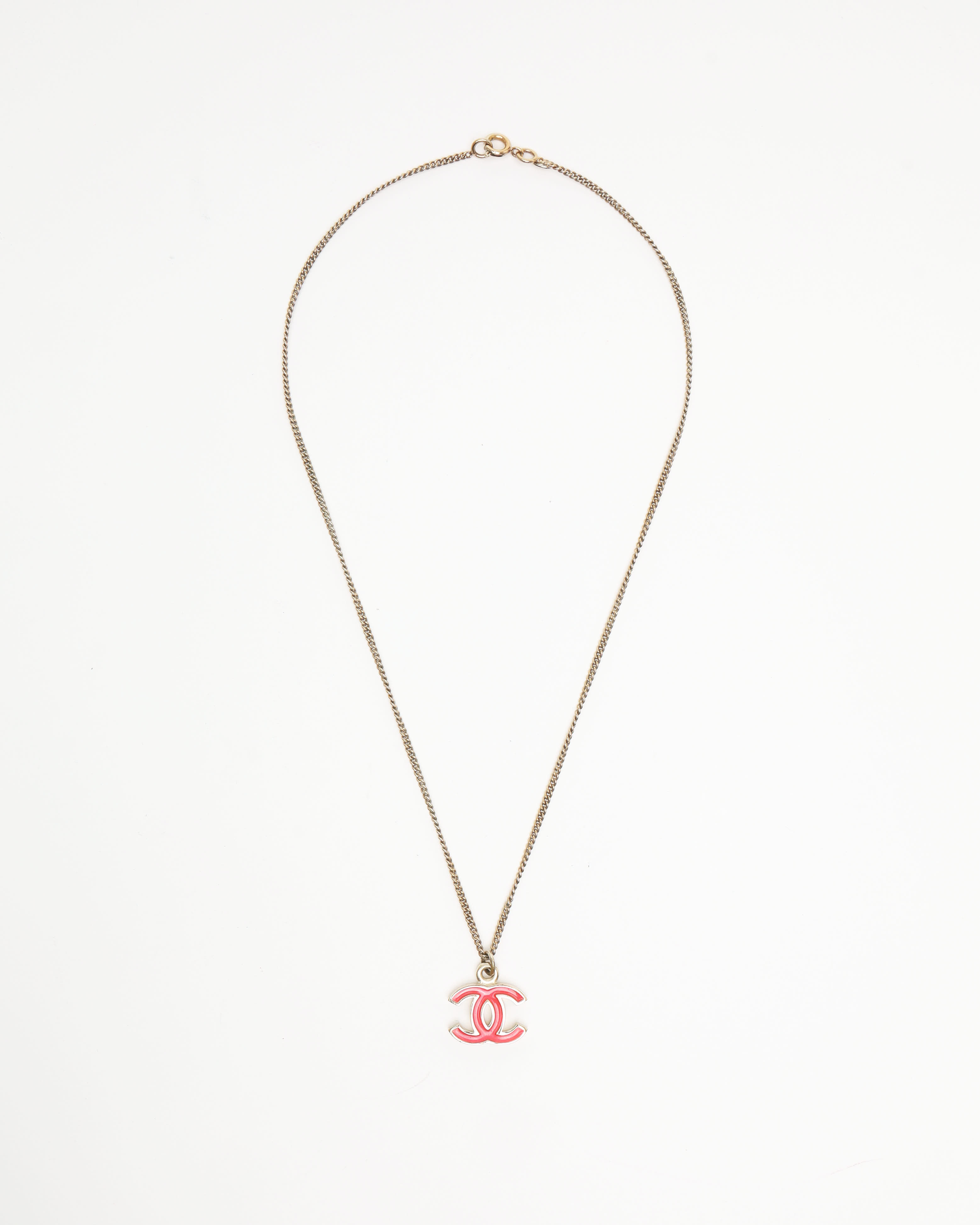 Pre-owned Chanel Gold-tone Coco Mark Necklace