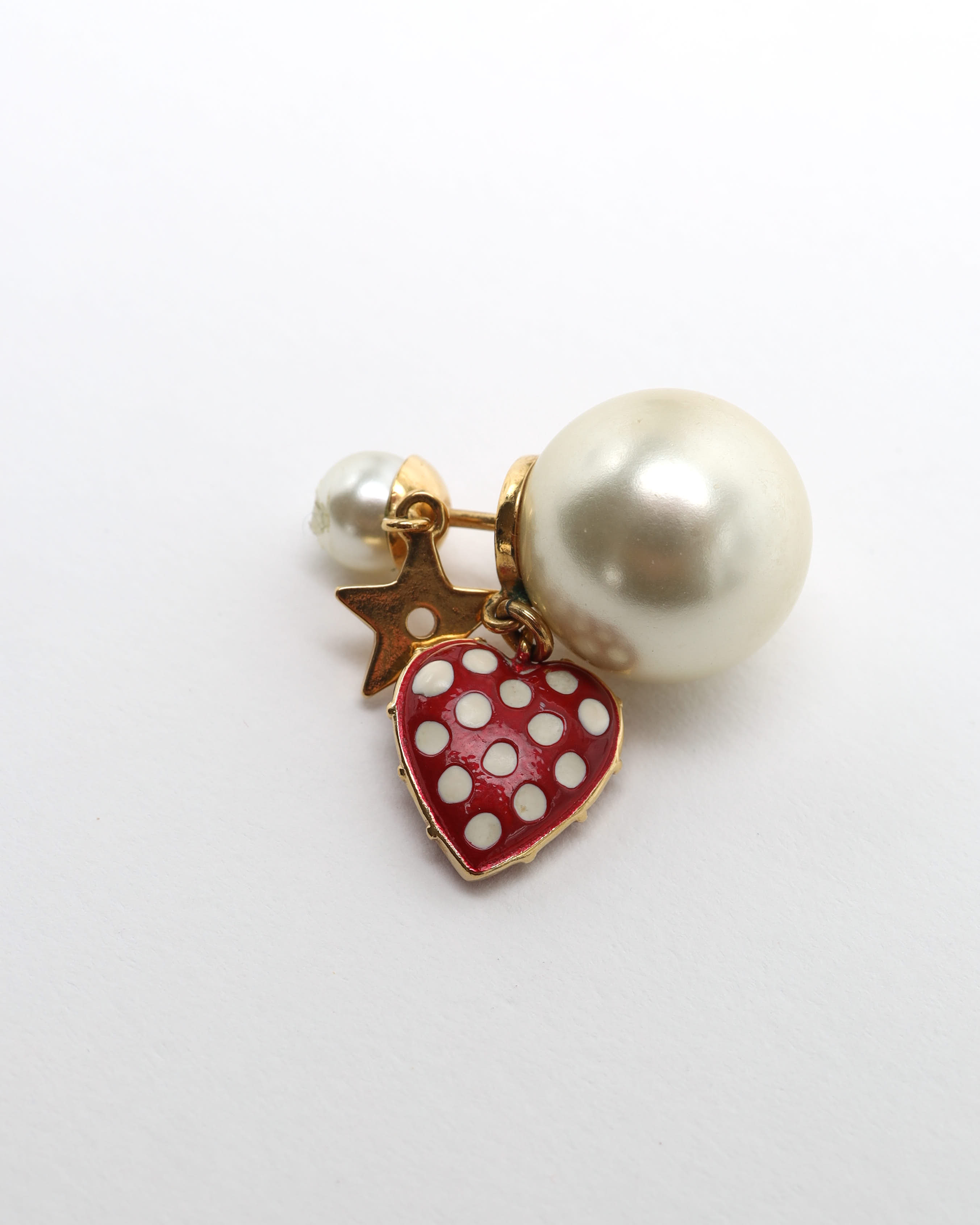 Dior Christian  Tribal Pearl Heart Earrings