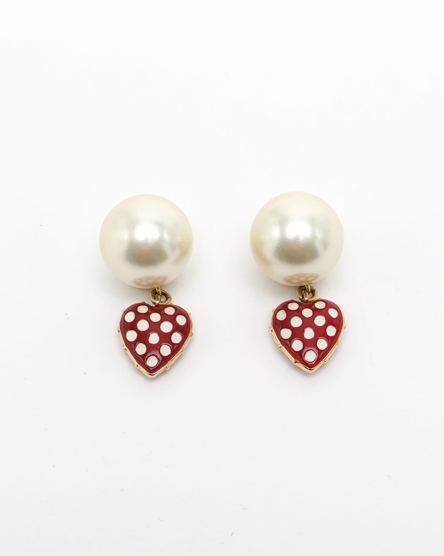 Dior Christian  Tribal Pearl Heart Earrings