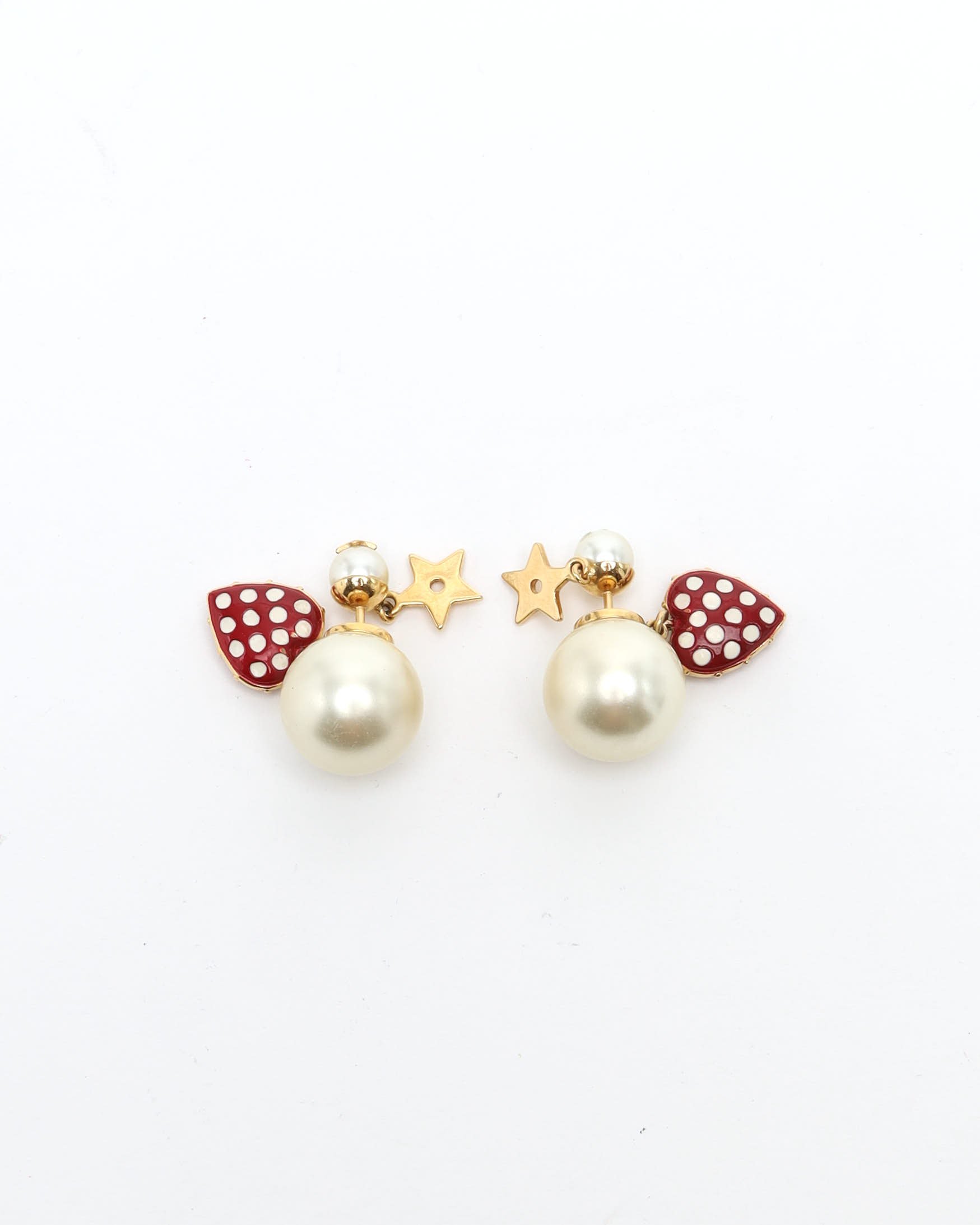 Dior Christian  Tribal Pearl Heart Earrings