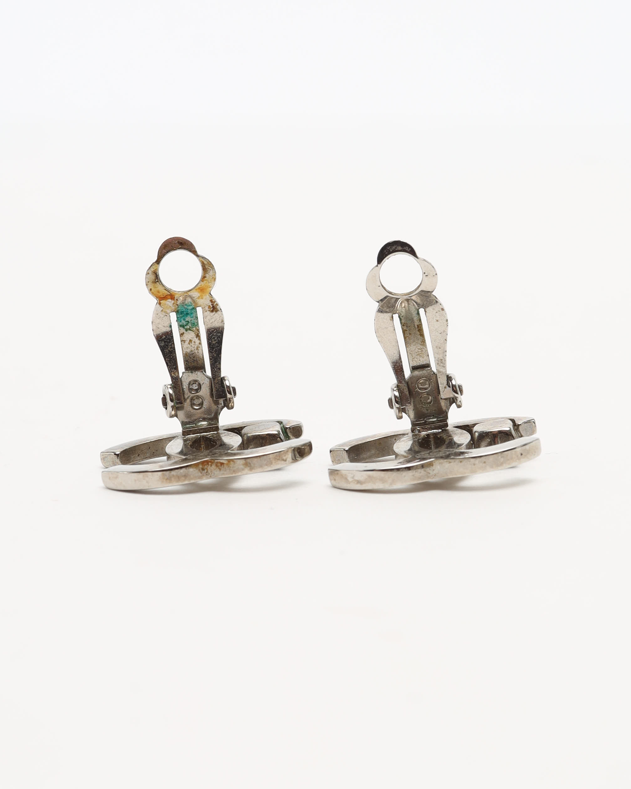 Pre-owned Chanel Coco Mark Black Stone Clip-on Earrings