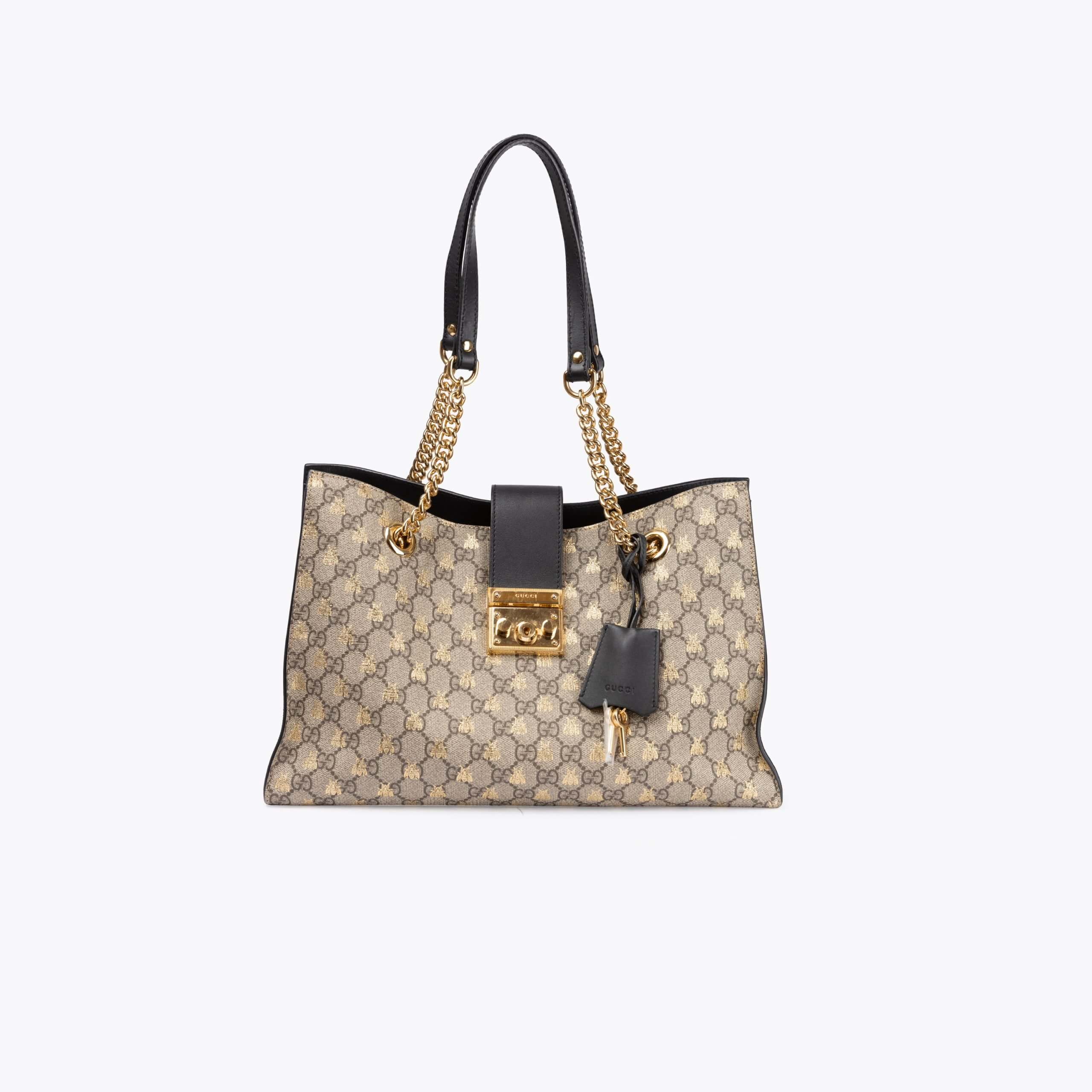 GUCCI Medium Padlock GG Bees Shoulder Bag