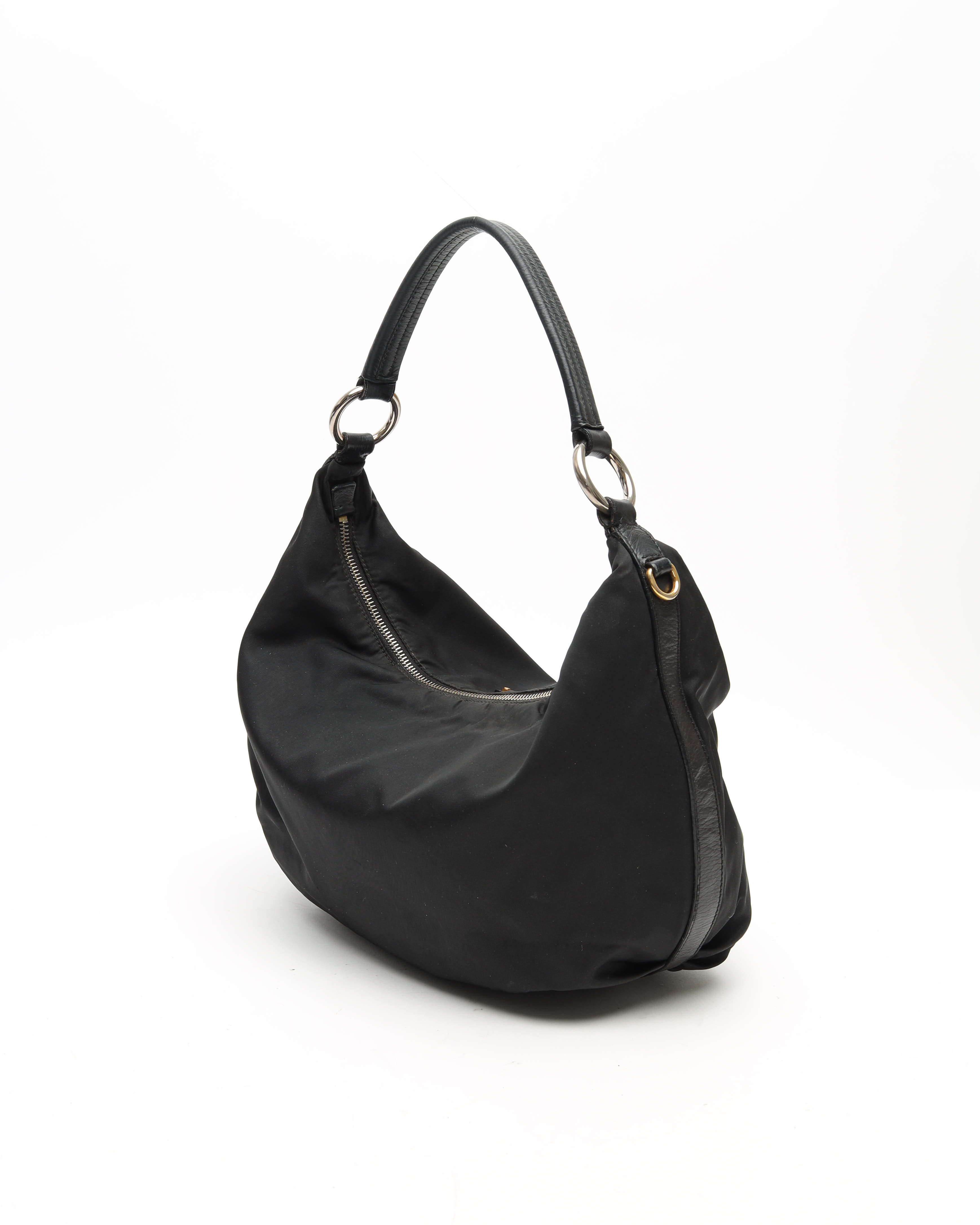 Prada Tessuto Hobo Bag In Black