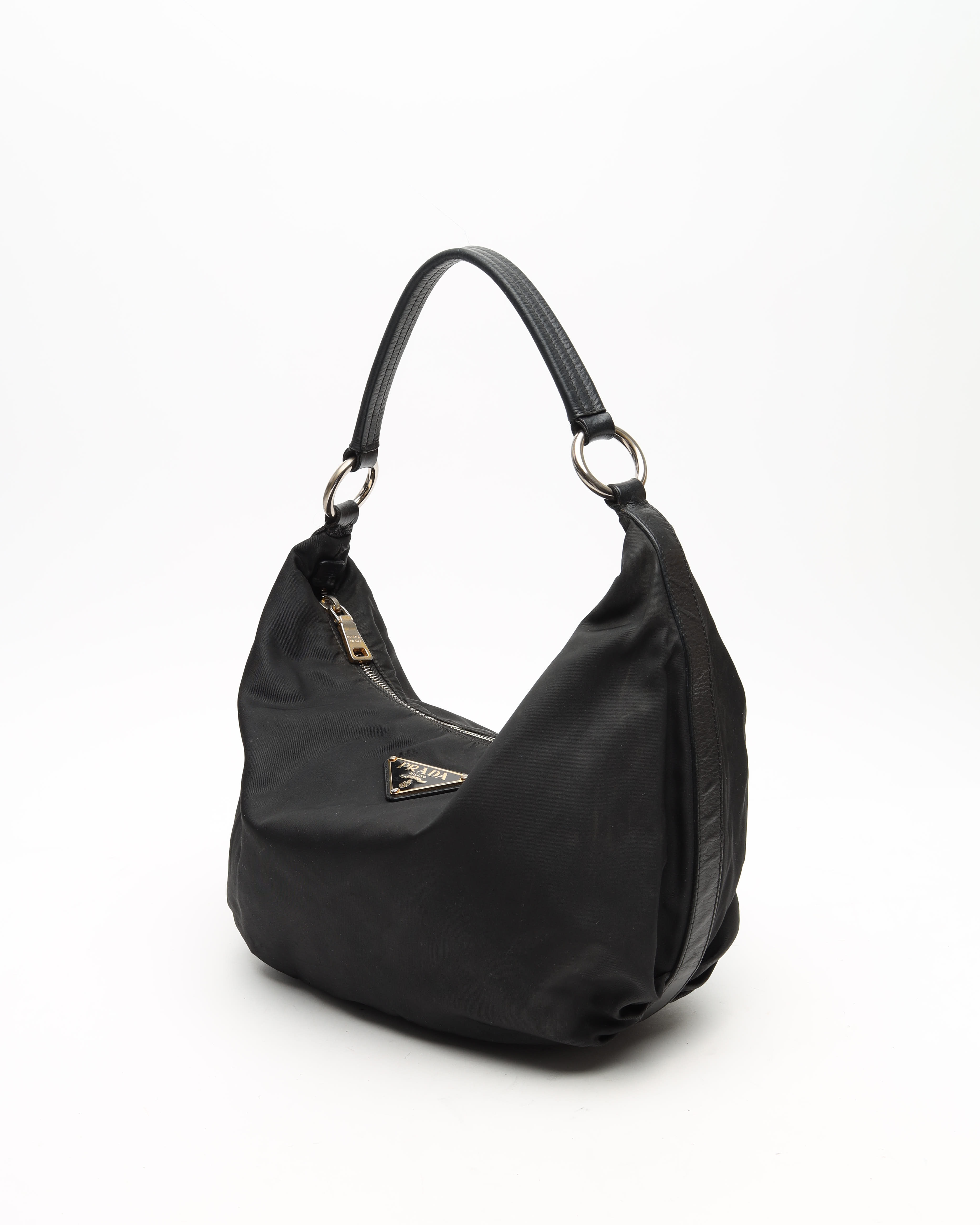 Prada Tessuto Hobo Bag In Black