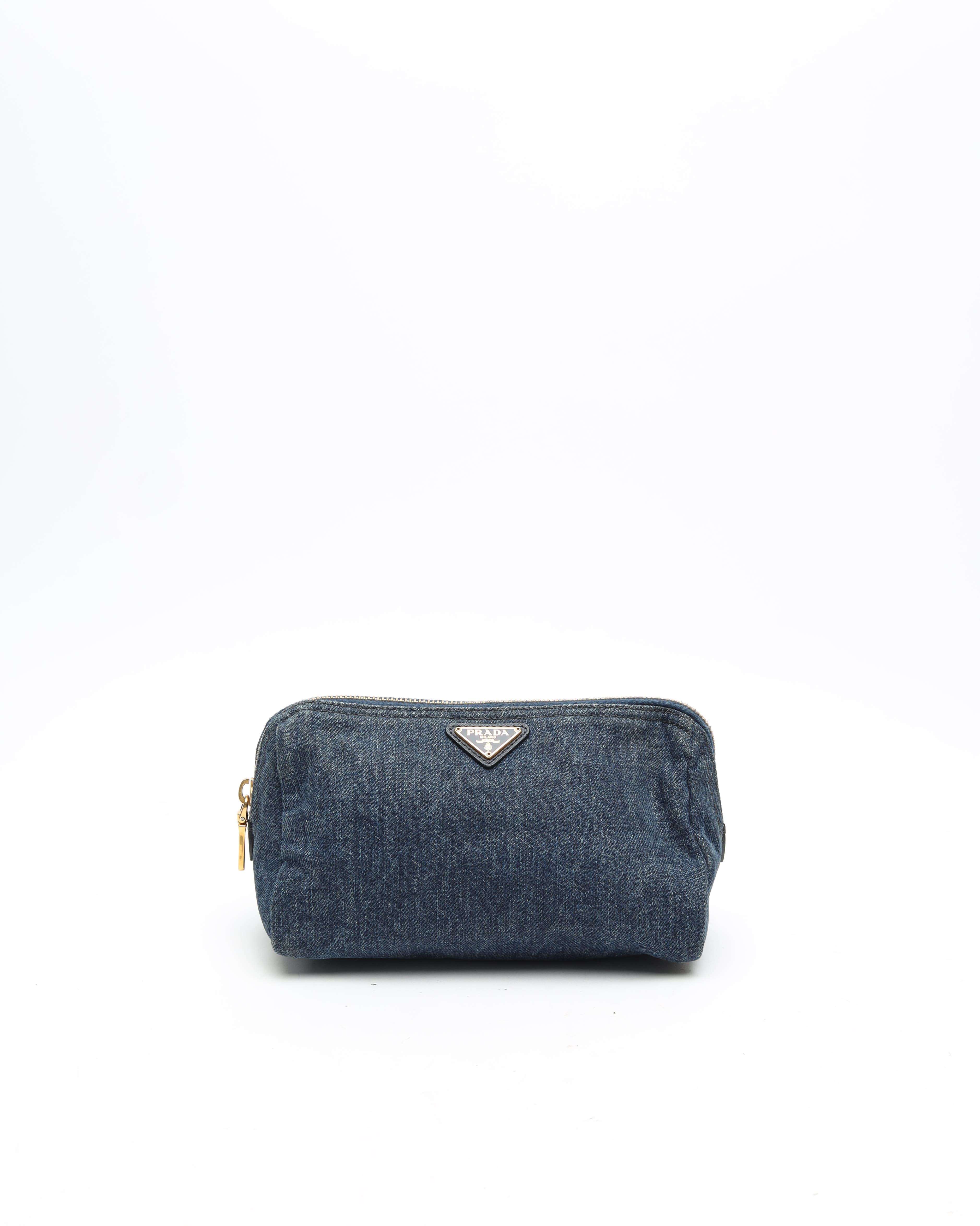 Shop Prada Denim Toiletry Pouch