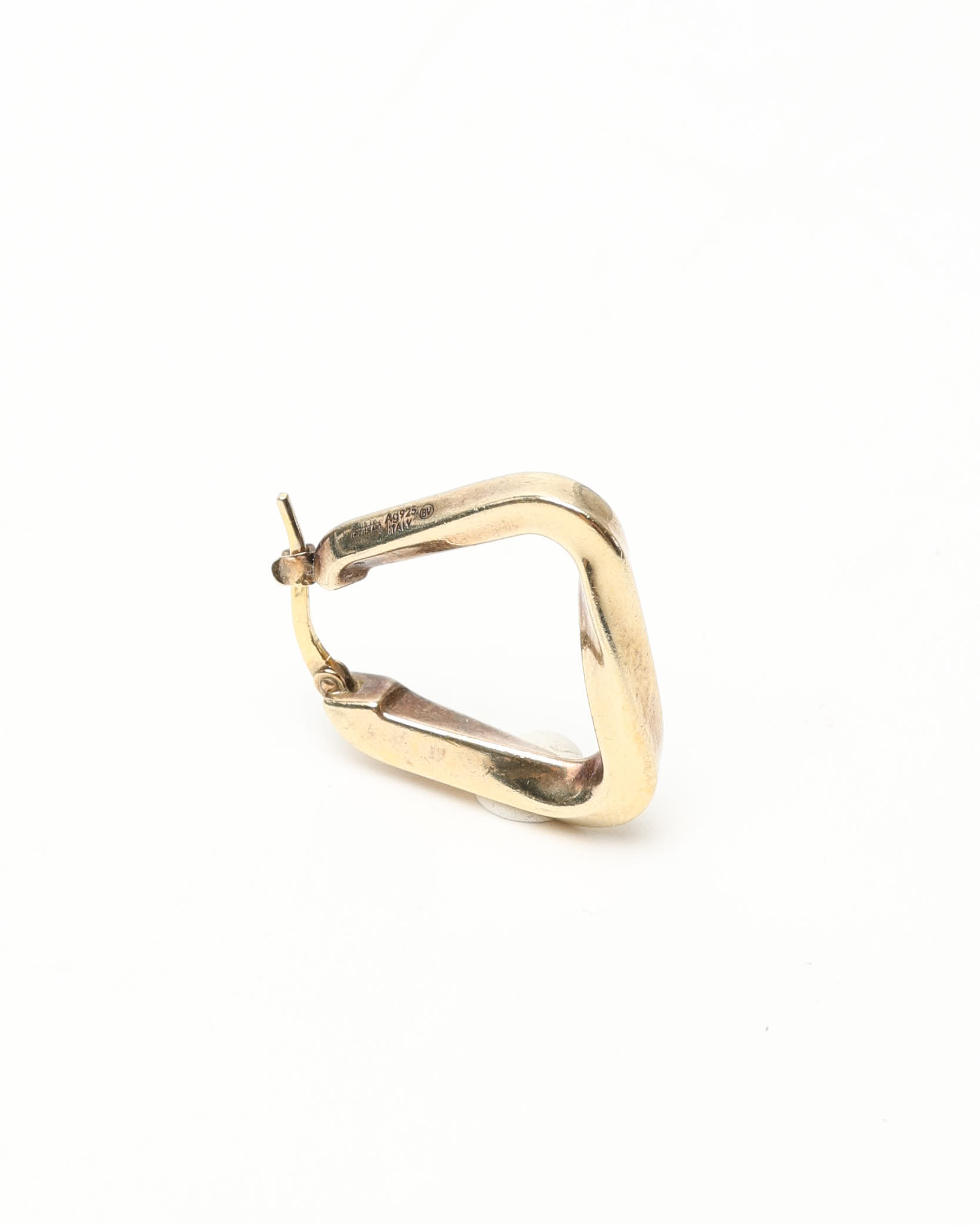 Bottega Veneta Twisted Triangle Hoop Earrings In Gold