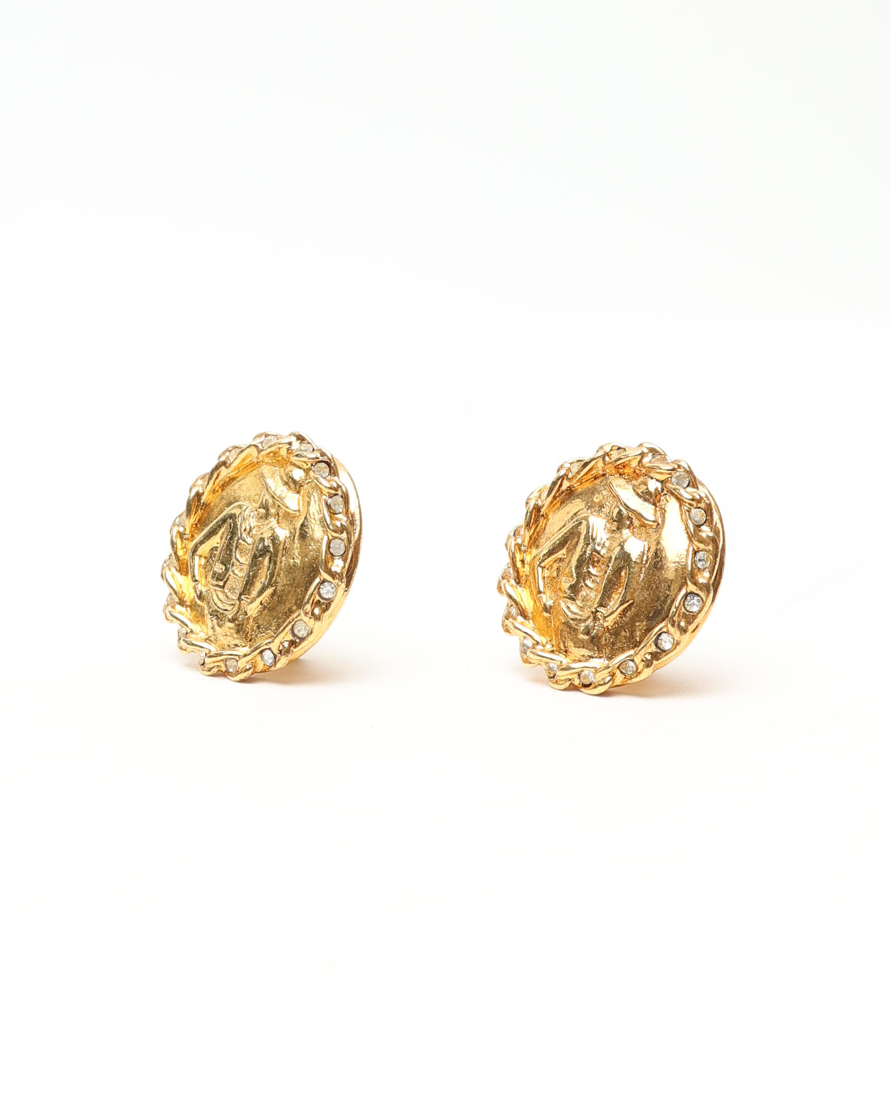 Pre-owned Chanel Mademoiselle Strasssteine Ohrclips