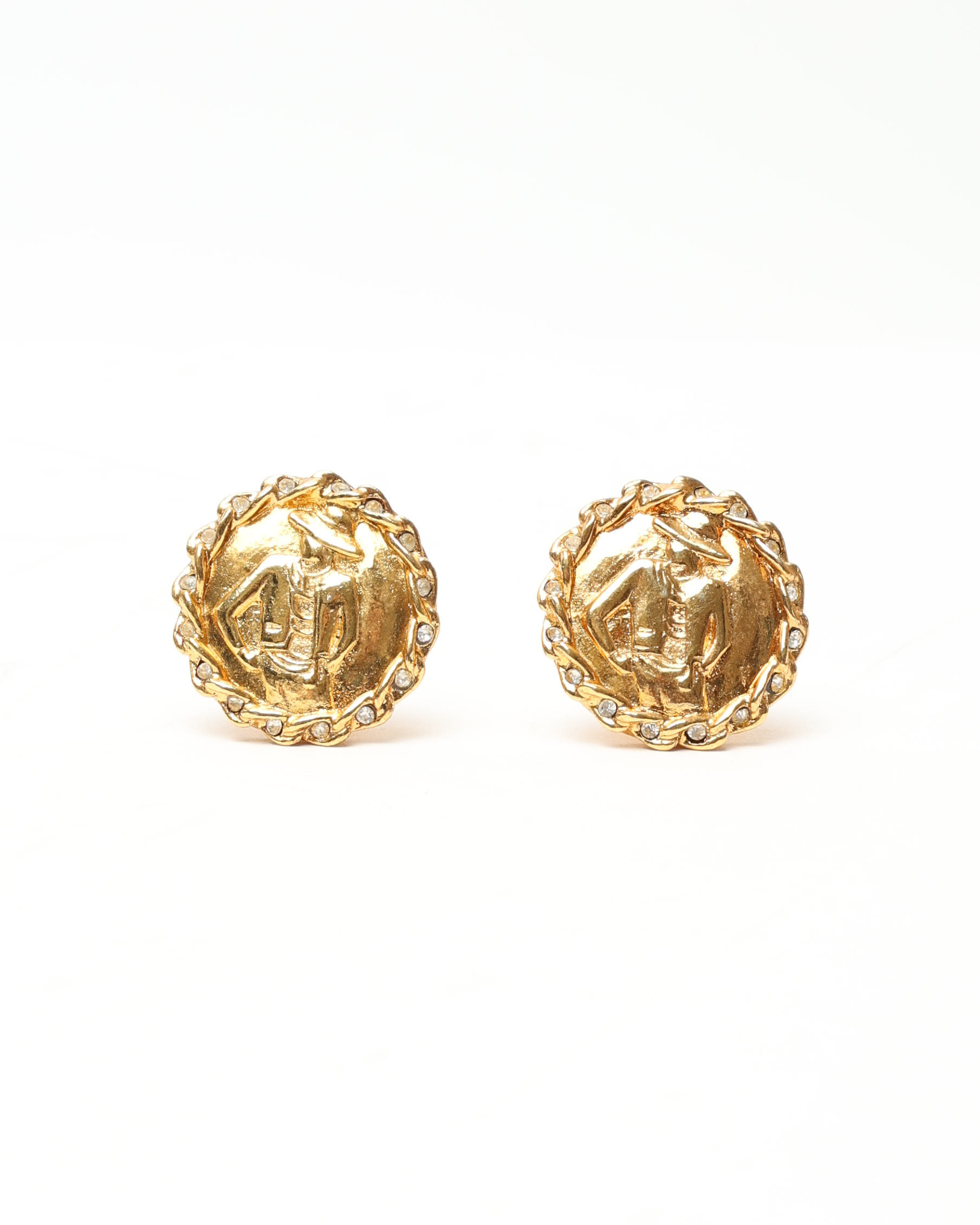 Pre-owned Chanel Mademoiselle Strasssteine Ohrclips