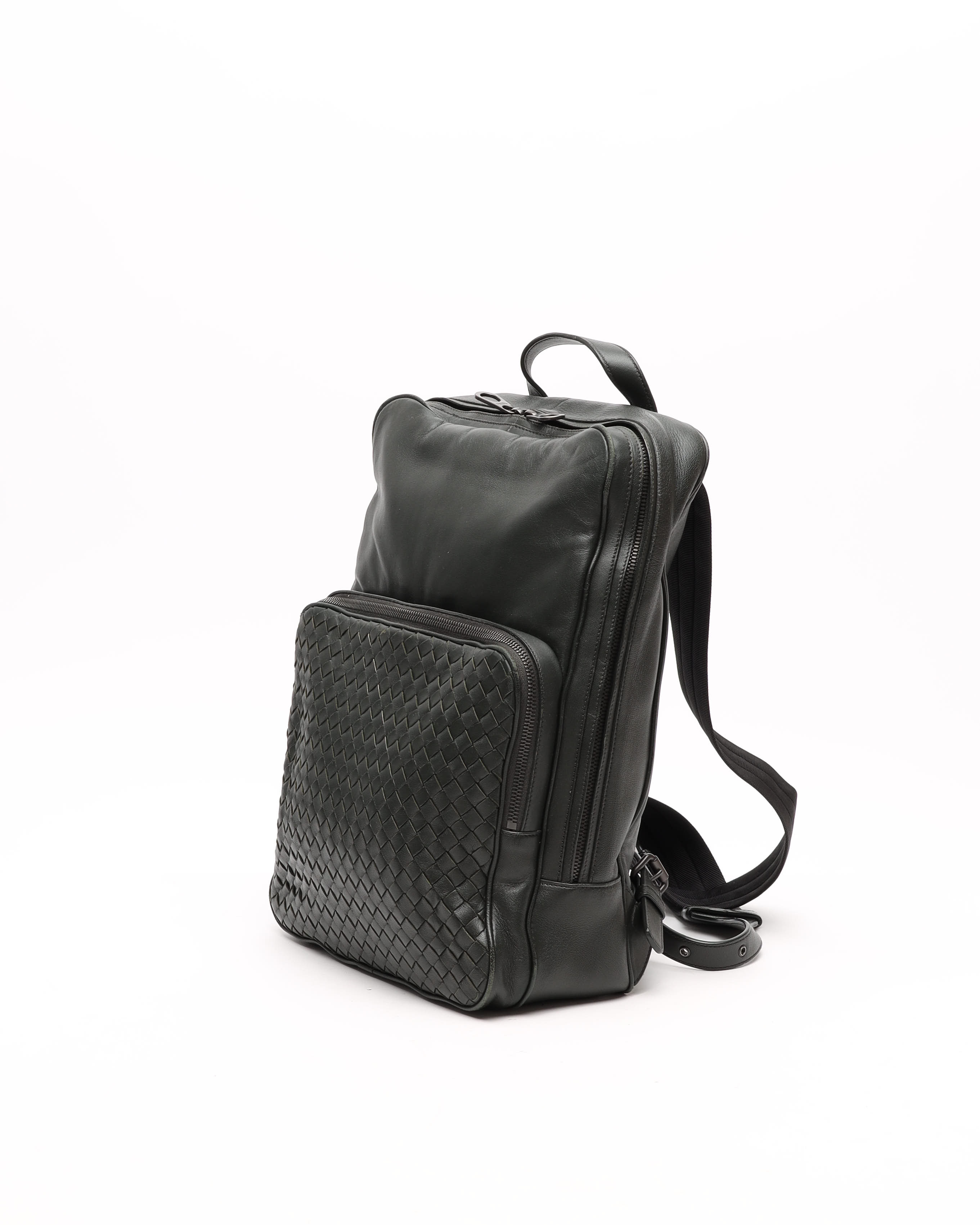 Bottega Veneta Intrecciato Backpack In Black