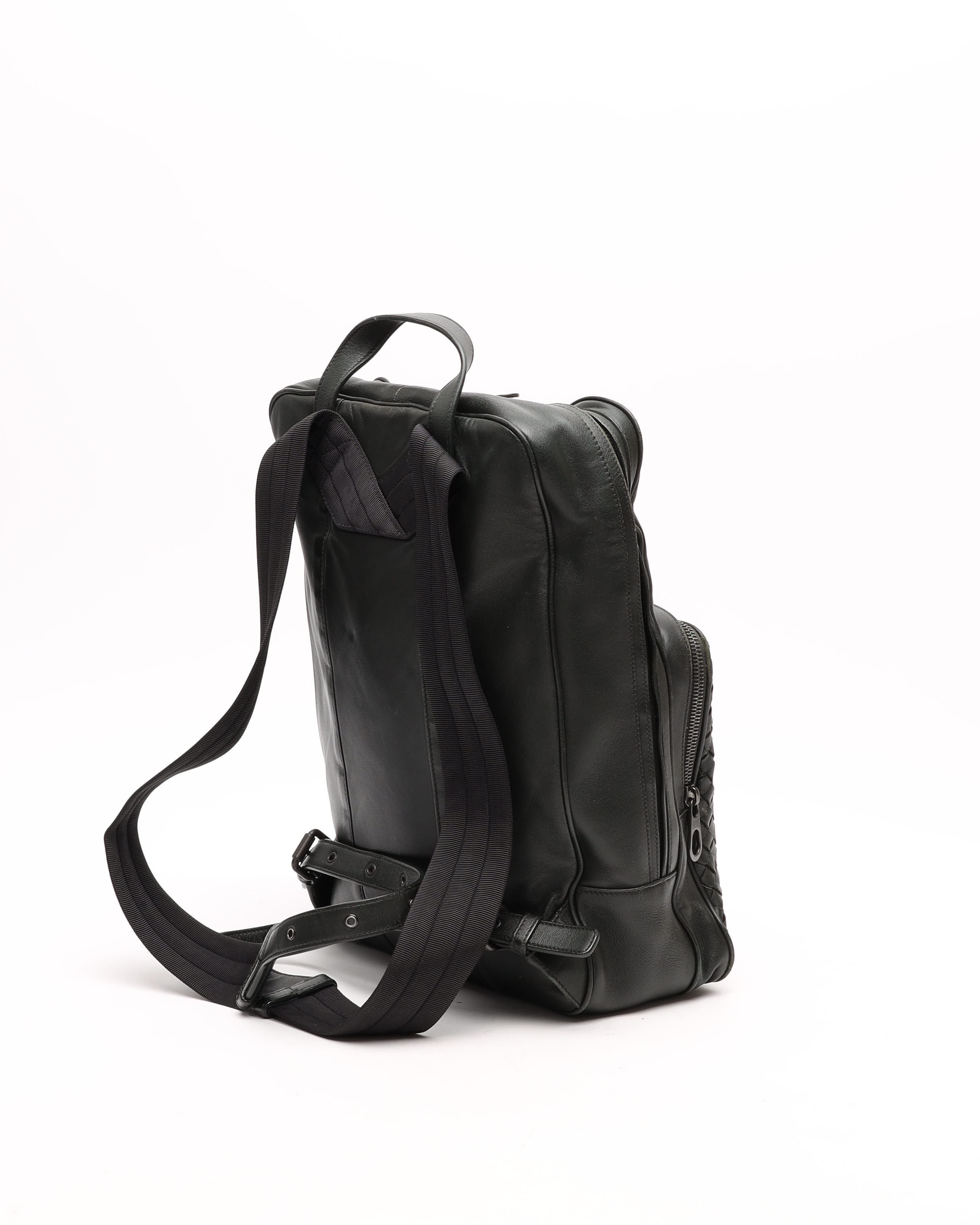 Bottega Veneta Intrecciato Backpack In Black