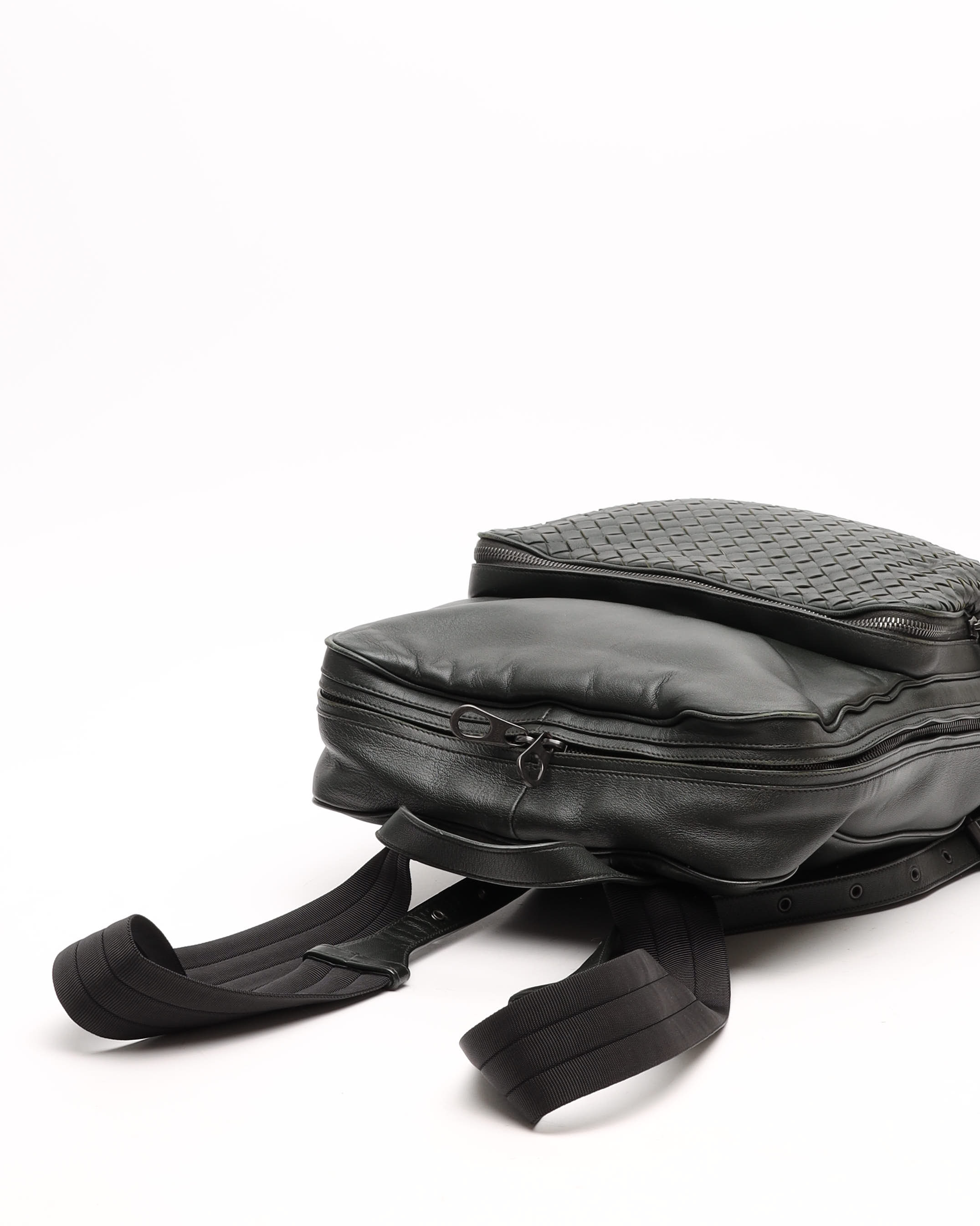Bottega Veneta Intrecciato Backpack In Black