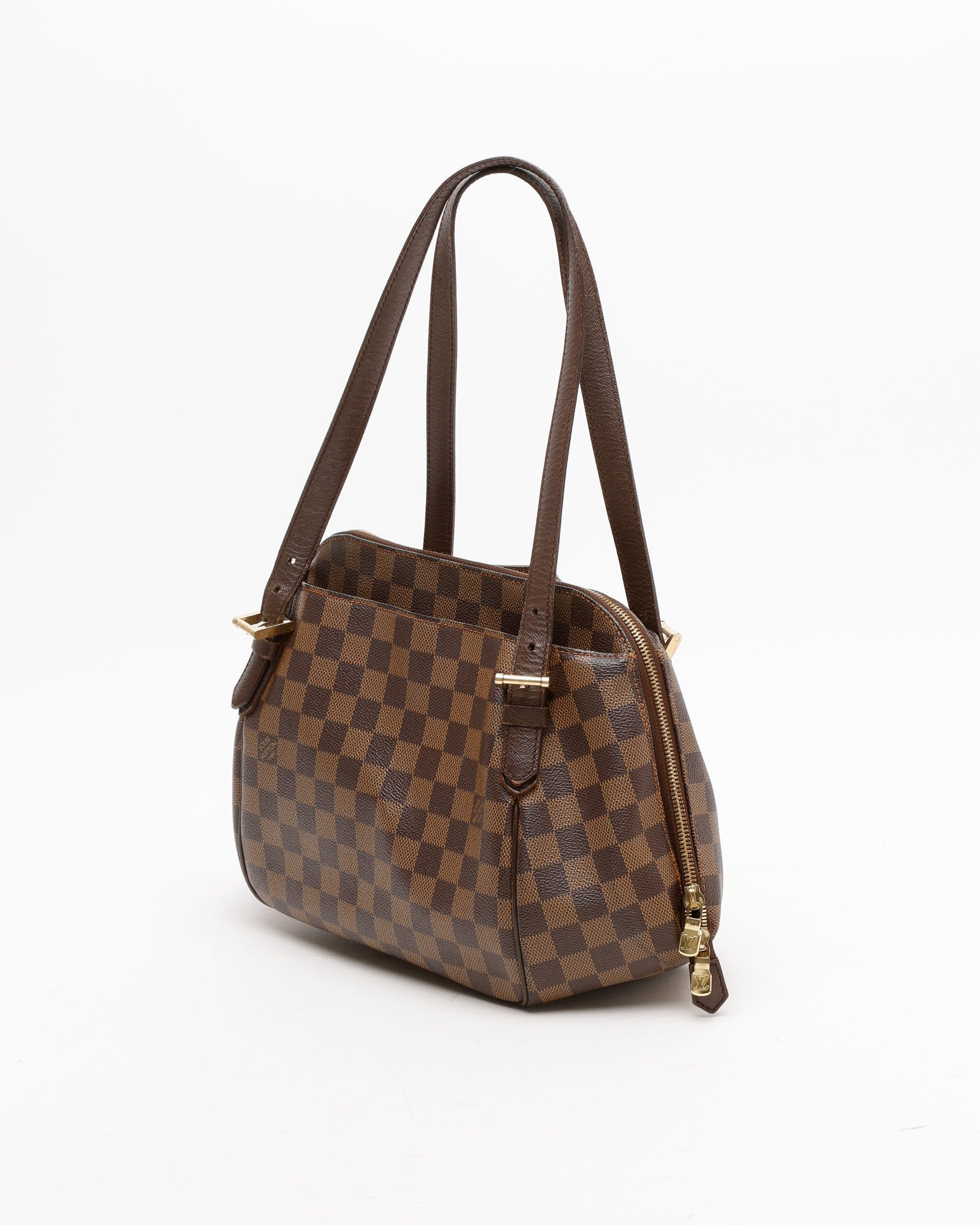 Pre-owned Louis Vuitton Damier Ebene Belem Mm Bag In Brown