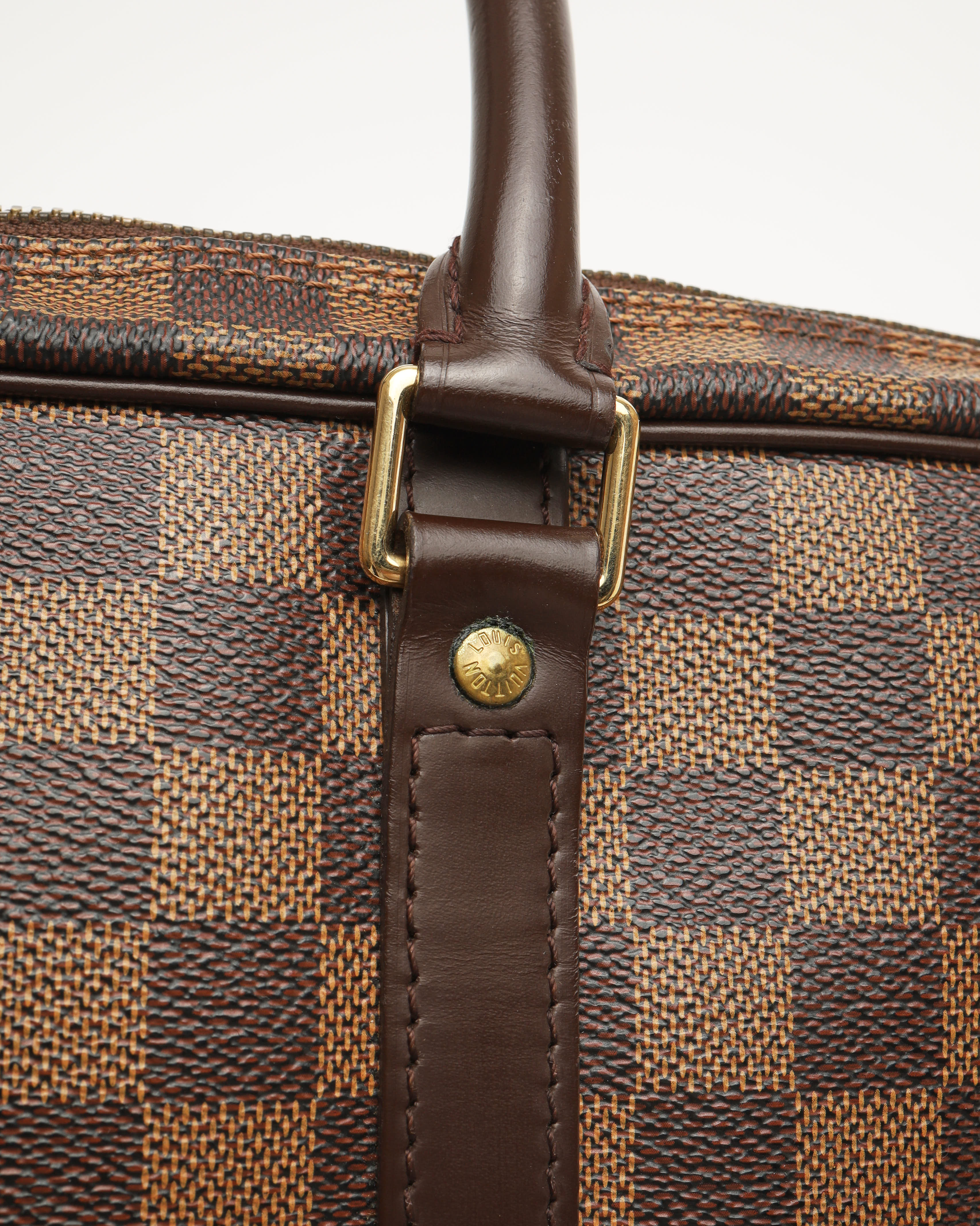 Pre-owned Louis Vuitton Damier Ebene Porte Documents Voyages Bag In Brown