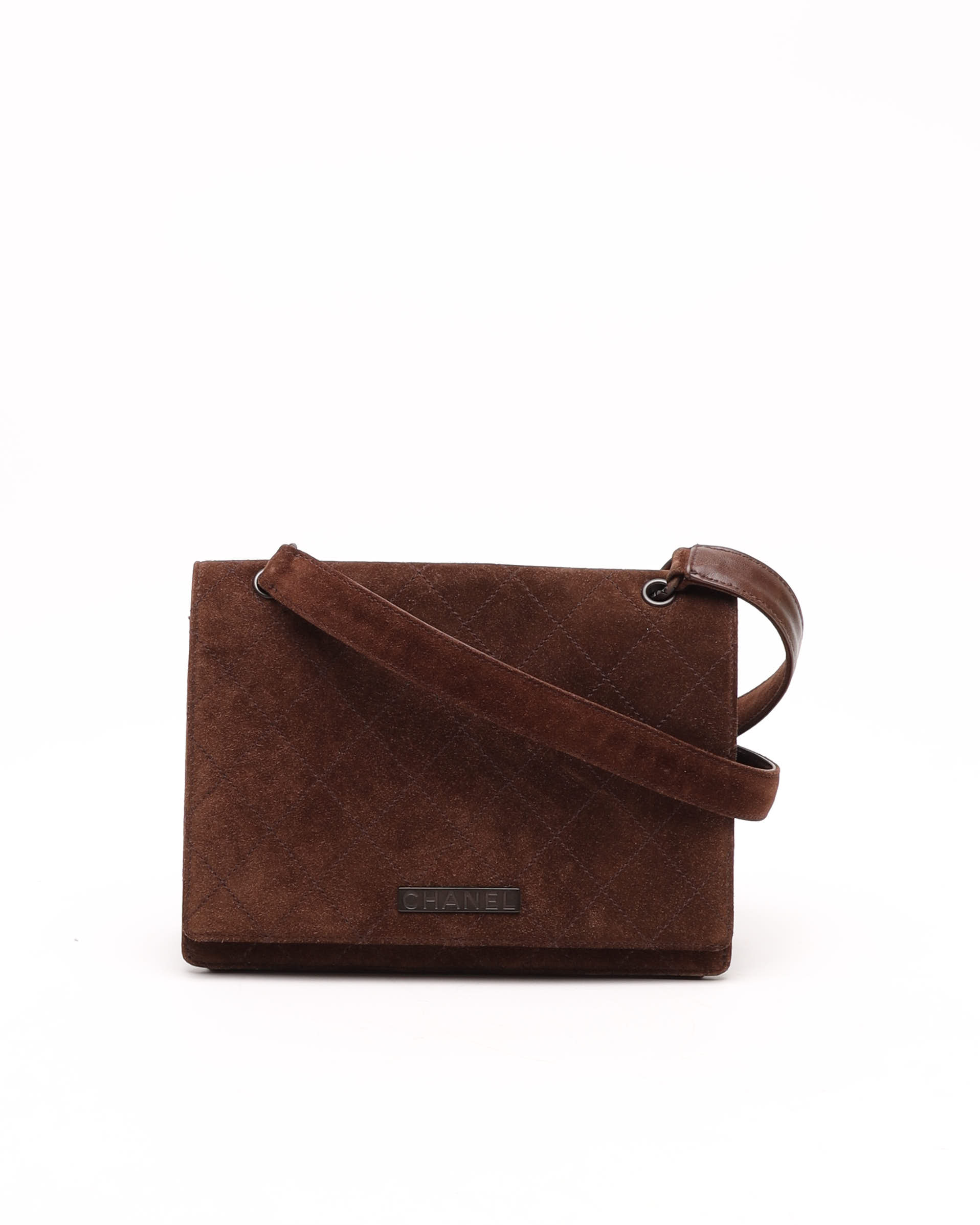 Chanel Suede Full Flap Crossbody Bag