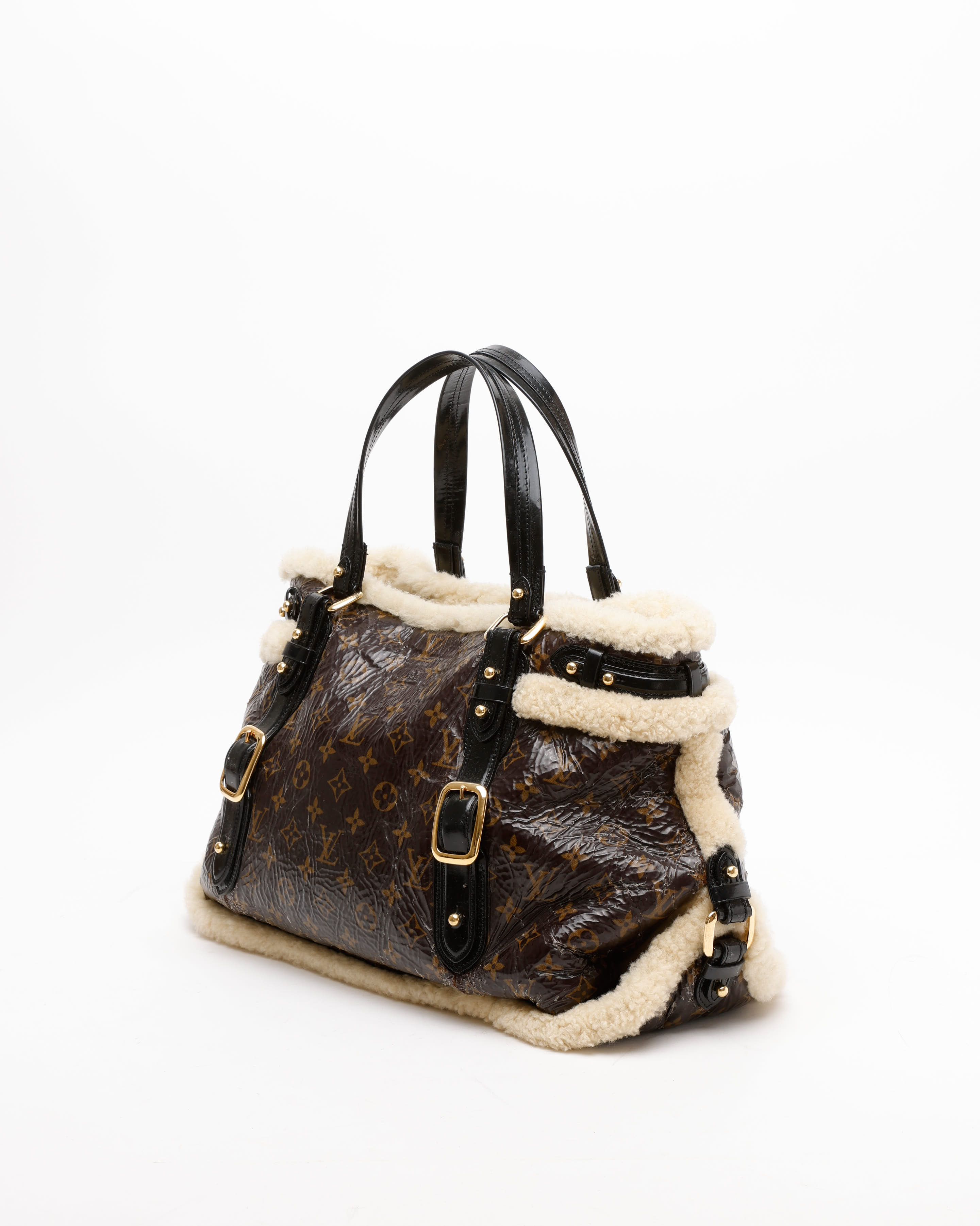 Pre-owned Louis Vuitton Monogram Shearing Thunder Bag In Brown