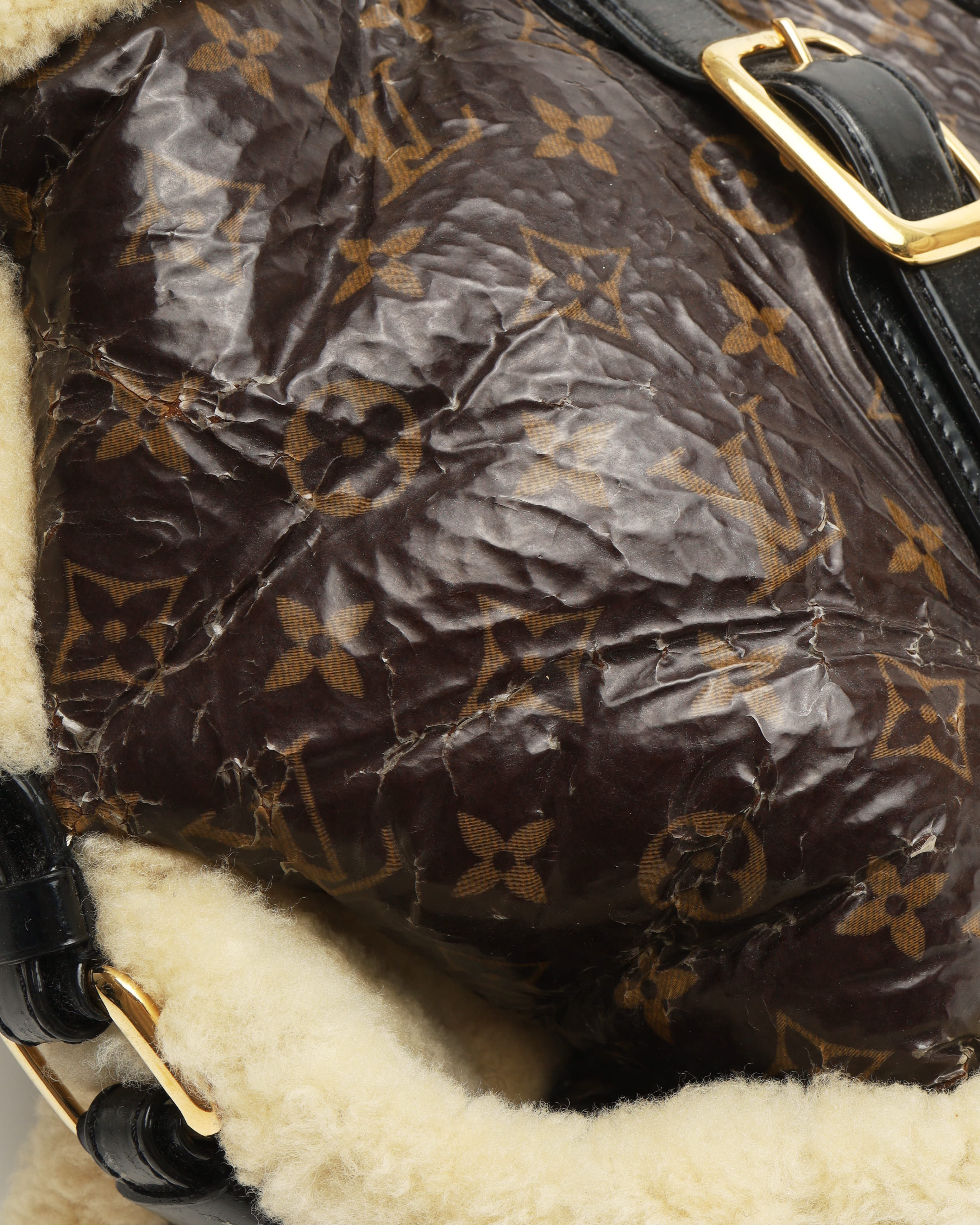 Pre-owned Louis Vuitton Monogram Shearing Thunder Bag In Brown