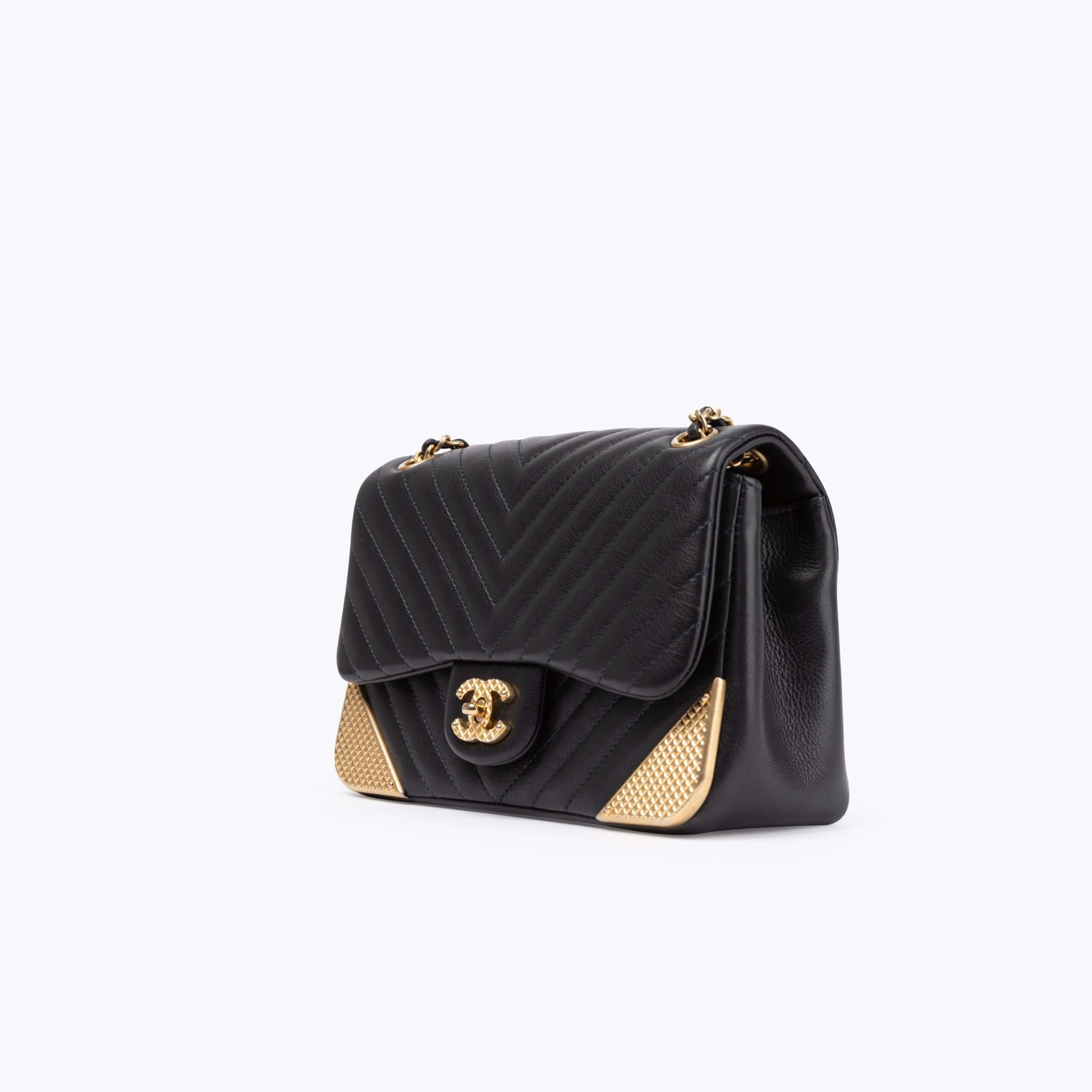 Pre-owned Chanel Rock The Corner Mini Chevron Flap Bag