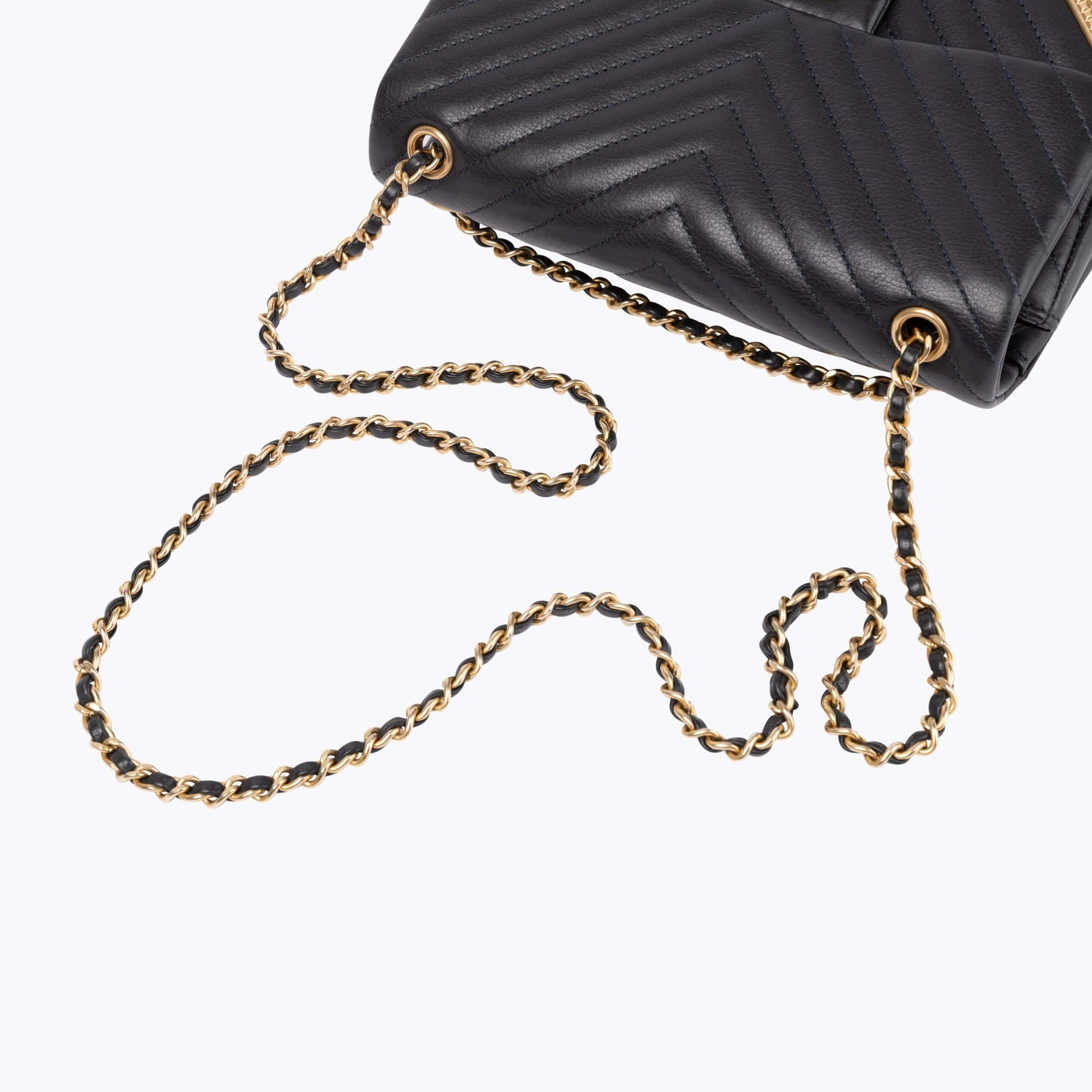 Pre-owned Chanel Rock The Corner Mini Chevron Flap Bag